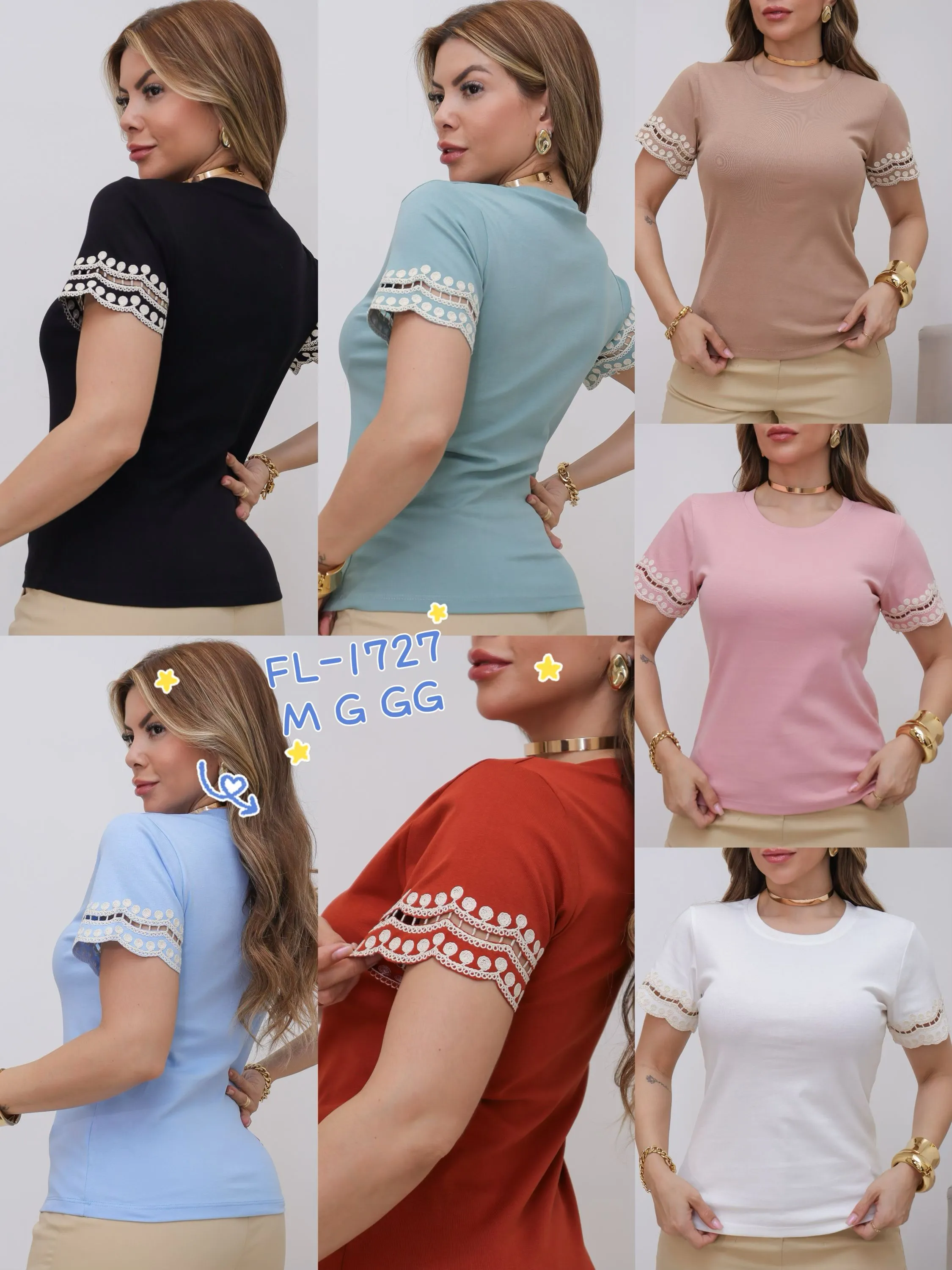 Blusa algodão canelado importado Flora 1727