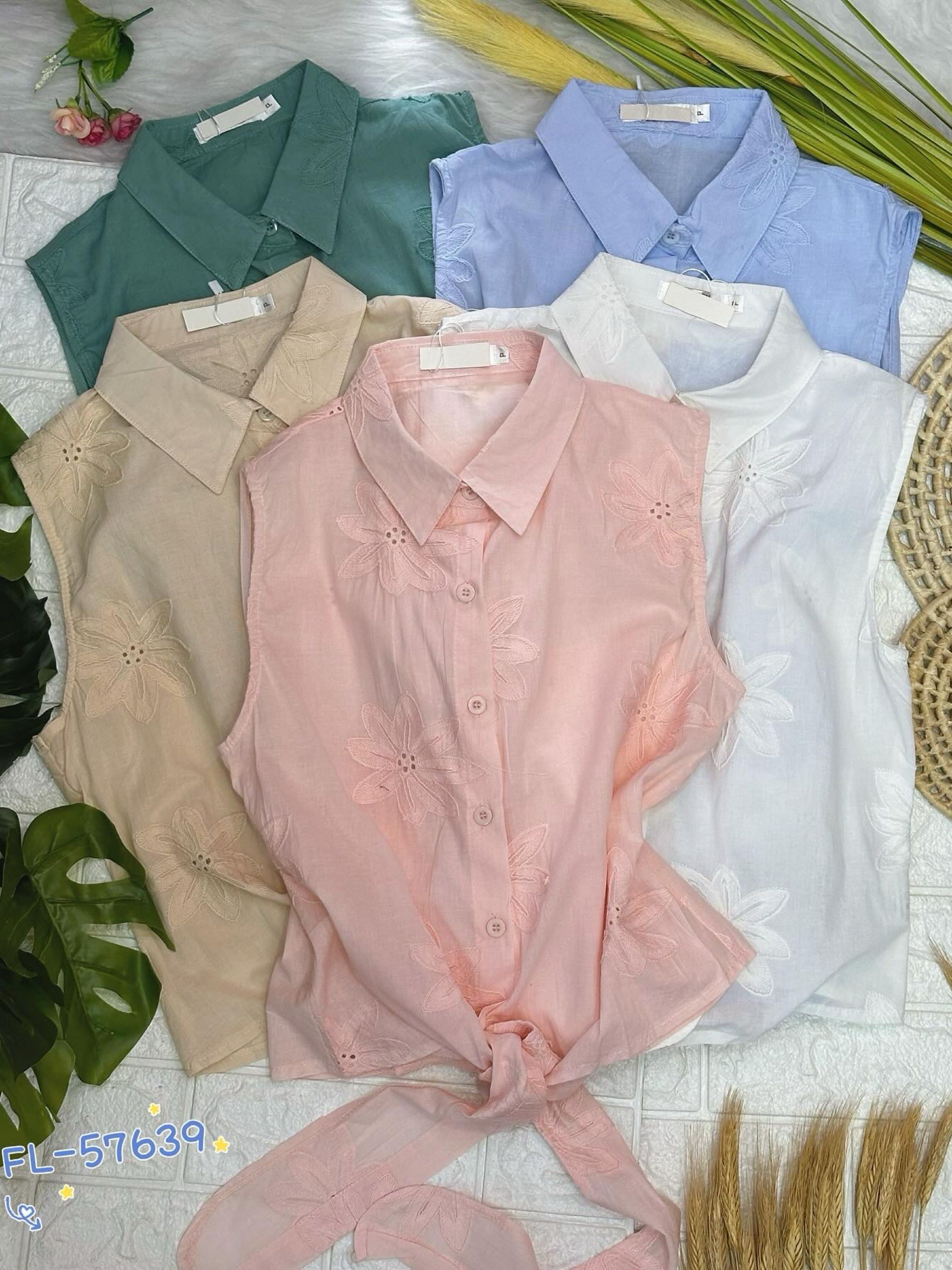 Blusa tricoline com bordado importado promoção 57639