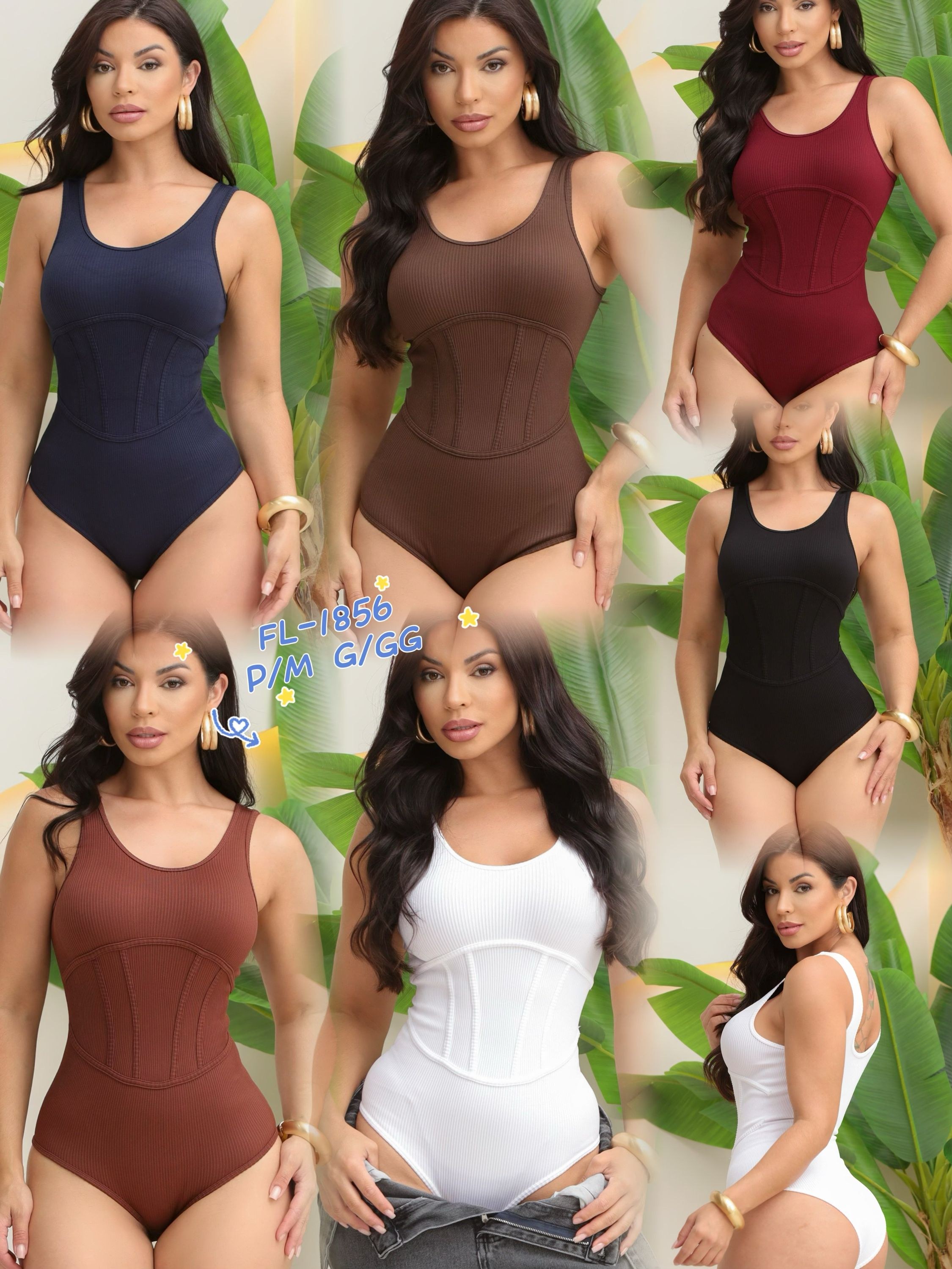 Blusa body em canelado grosso alto em pressão 1856