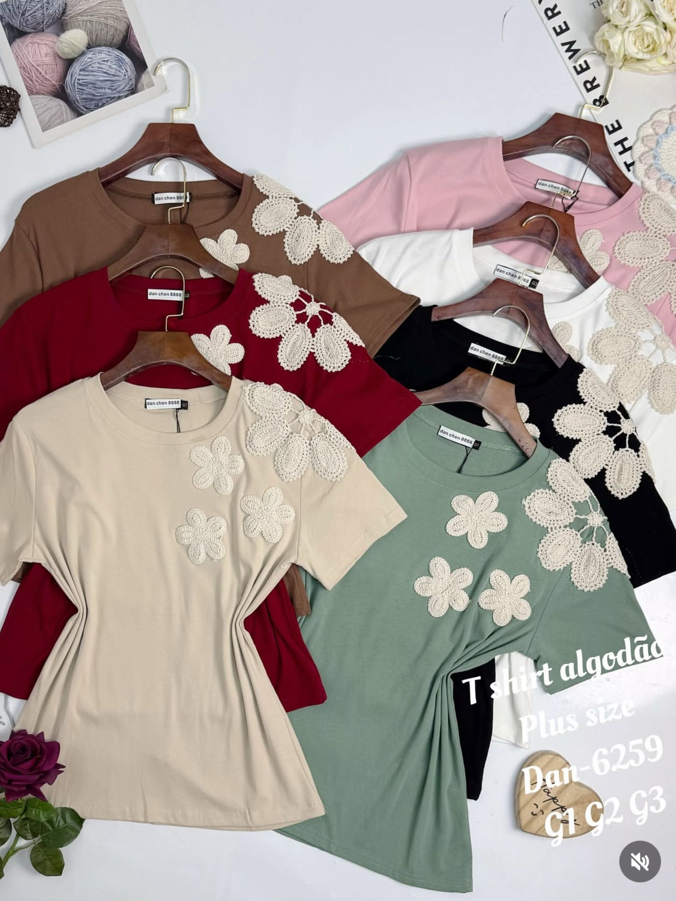 Blusa plus size algodão canelado com bordado importado 6259