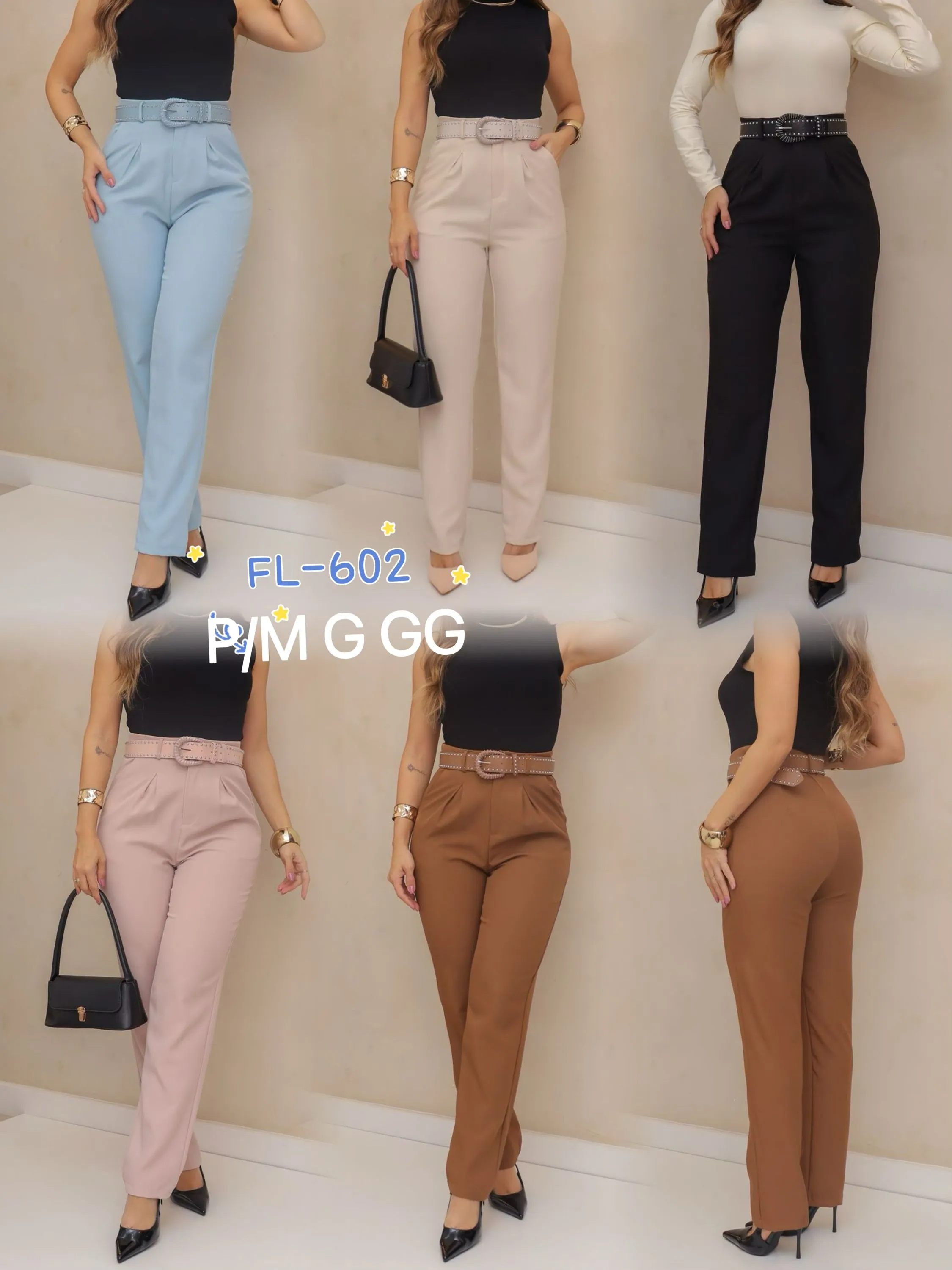 Calça social de alfaiataria com cinto importado 602