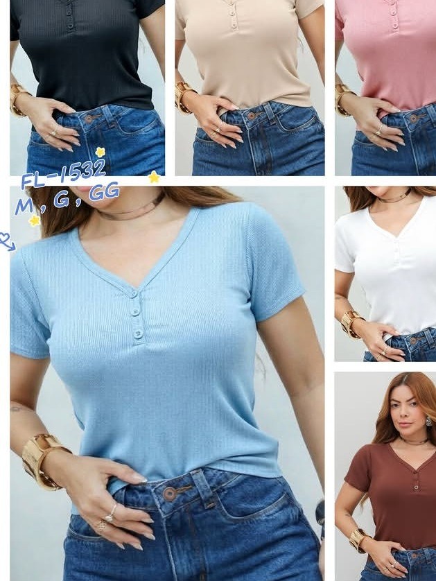 Blusa de algodão com botão 1532