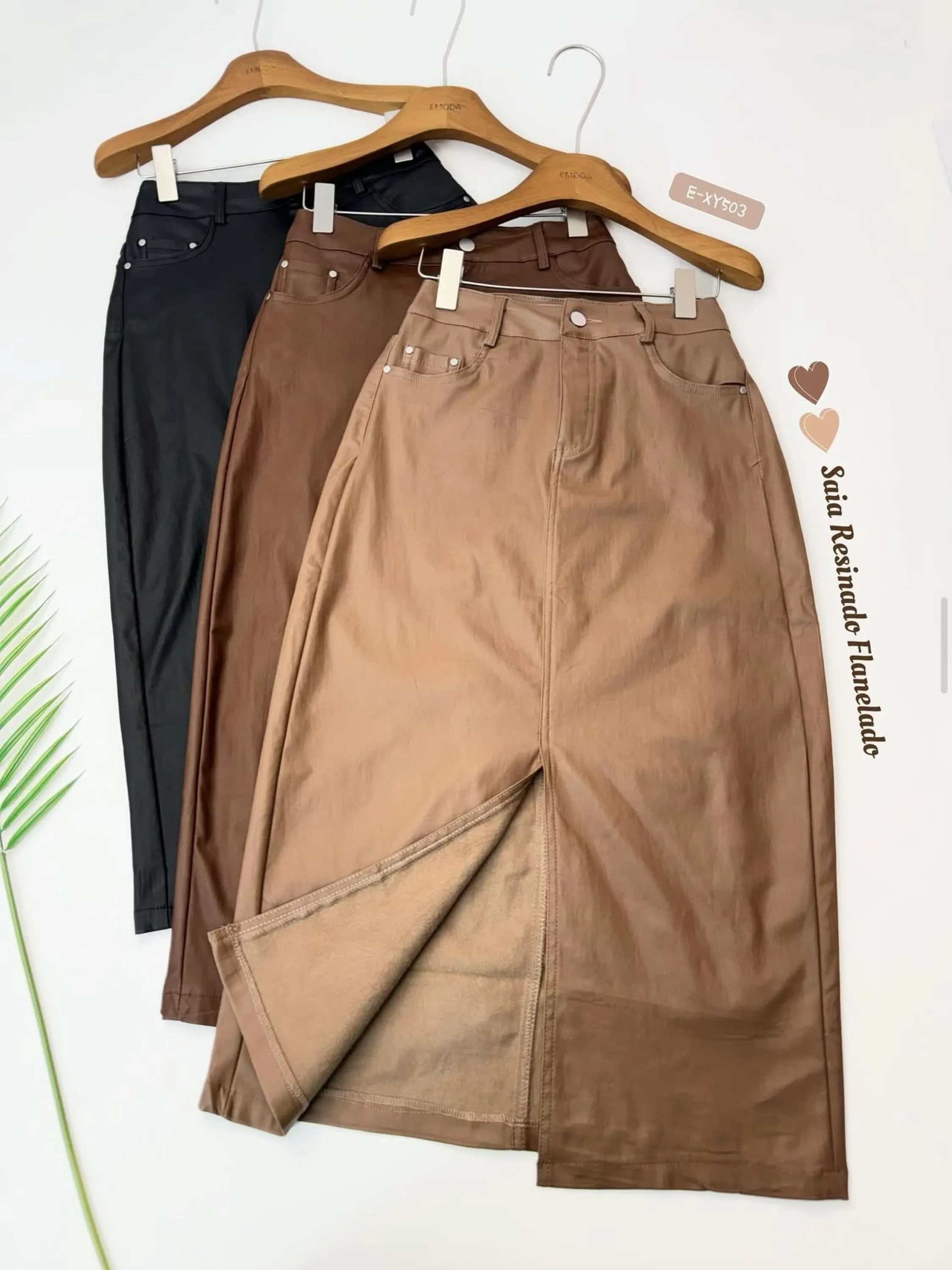 Saia Mídi de resinada com elastico importado Flora 729