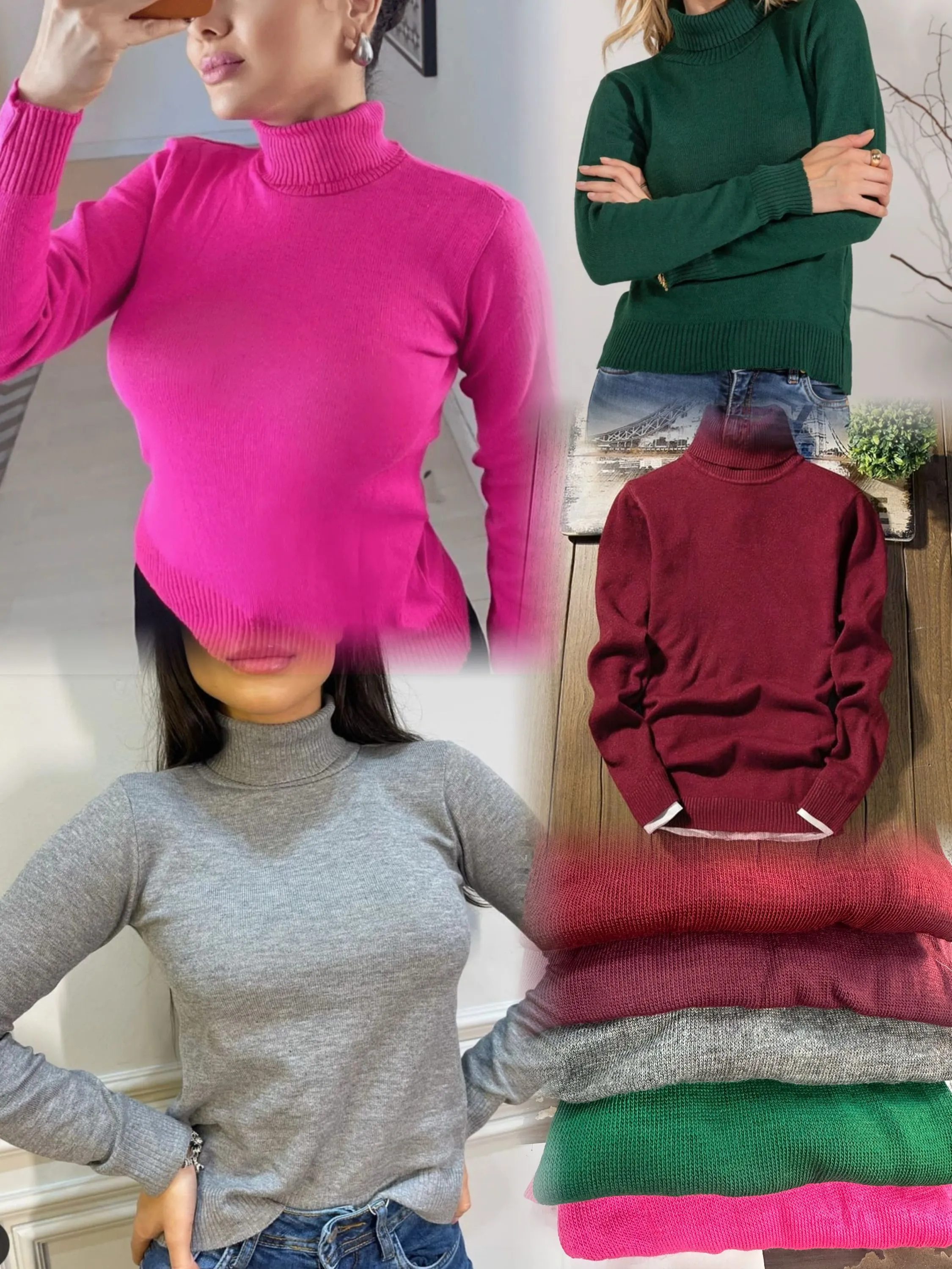 Blusa cacharrel de tricô gola alta flora