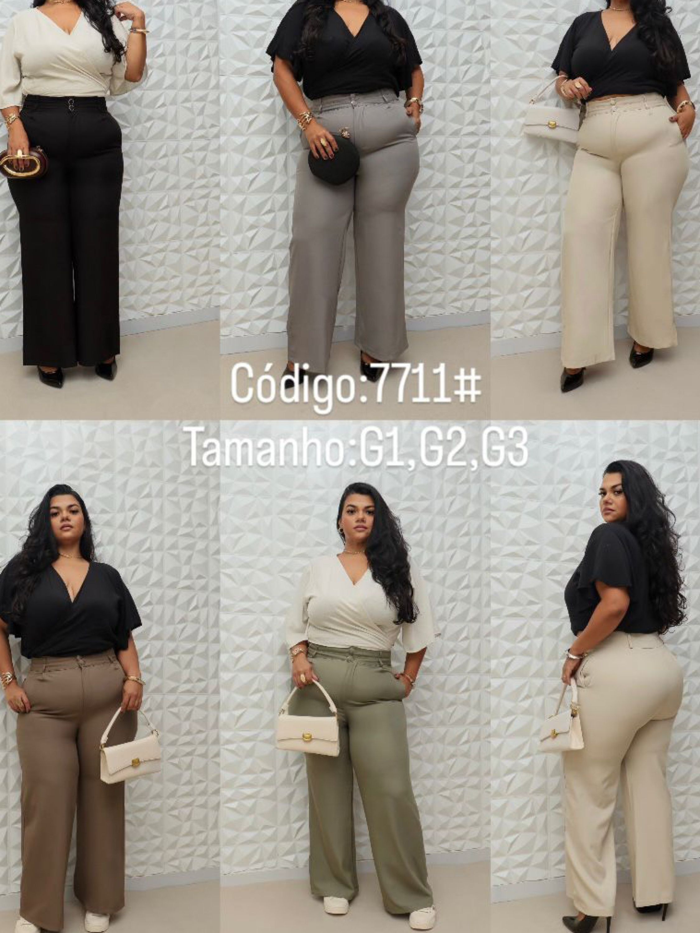 Plus Size calça pantalona alfaiataria importado Flora 7711