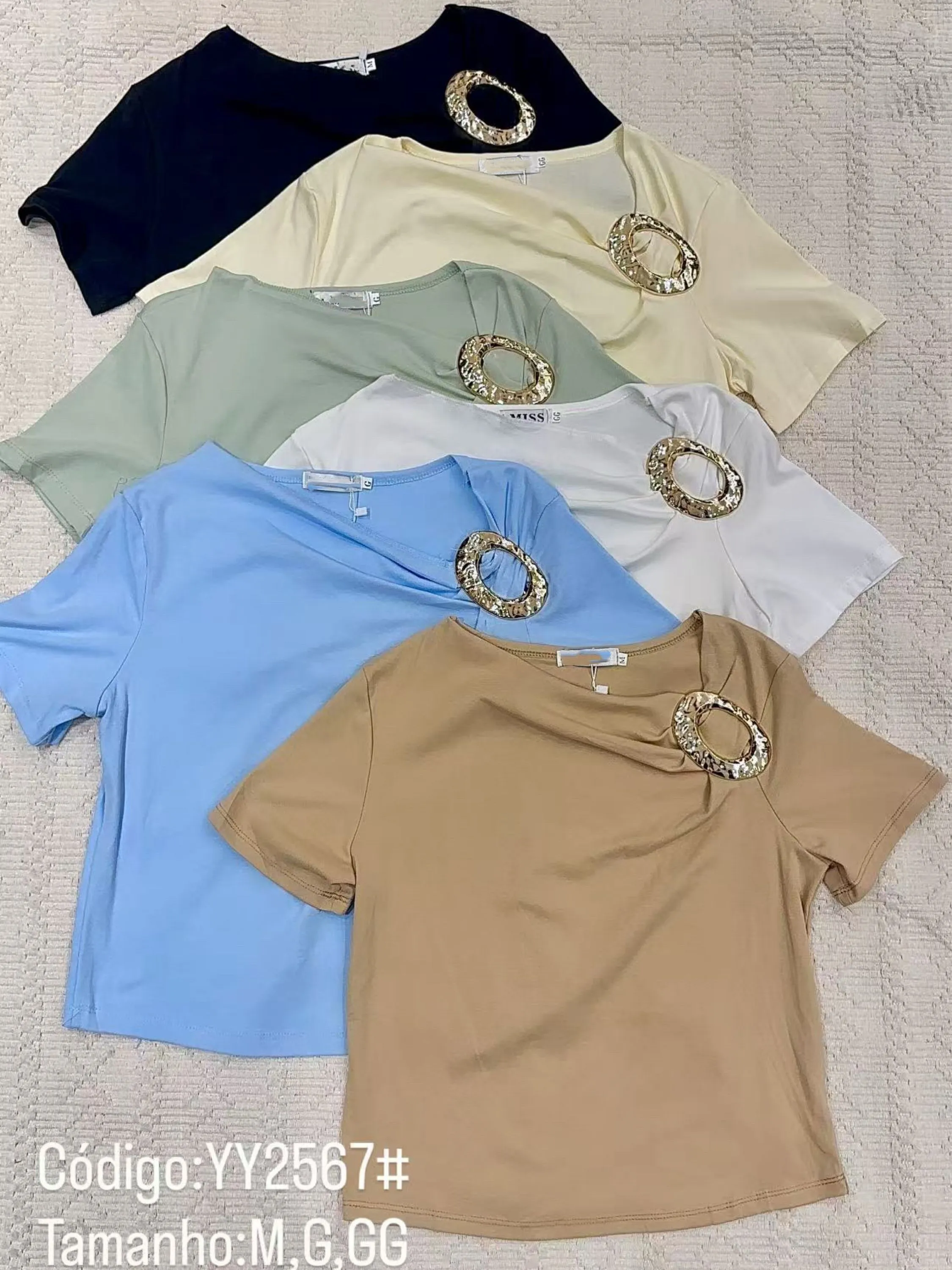 Blusa de algodão canelado com fevereiro importado 2567