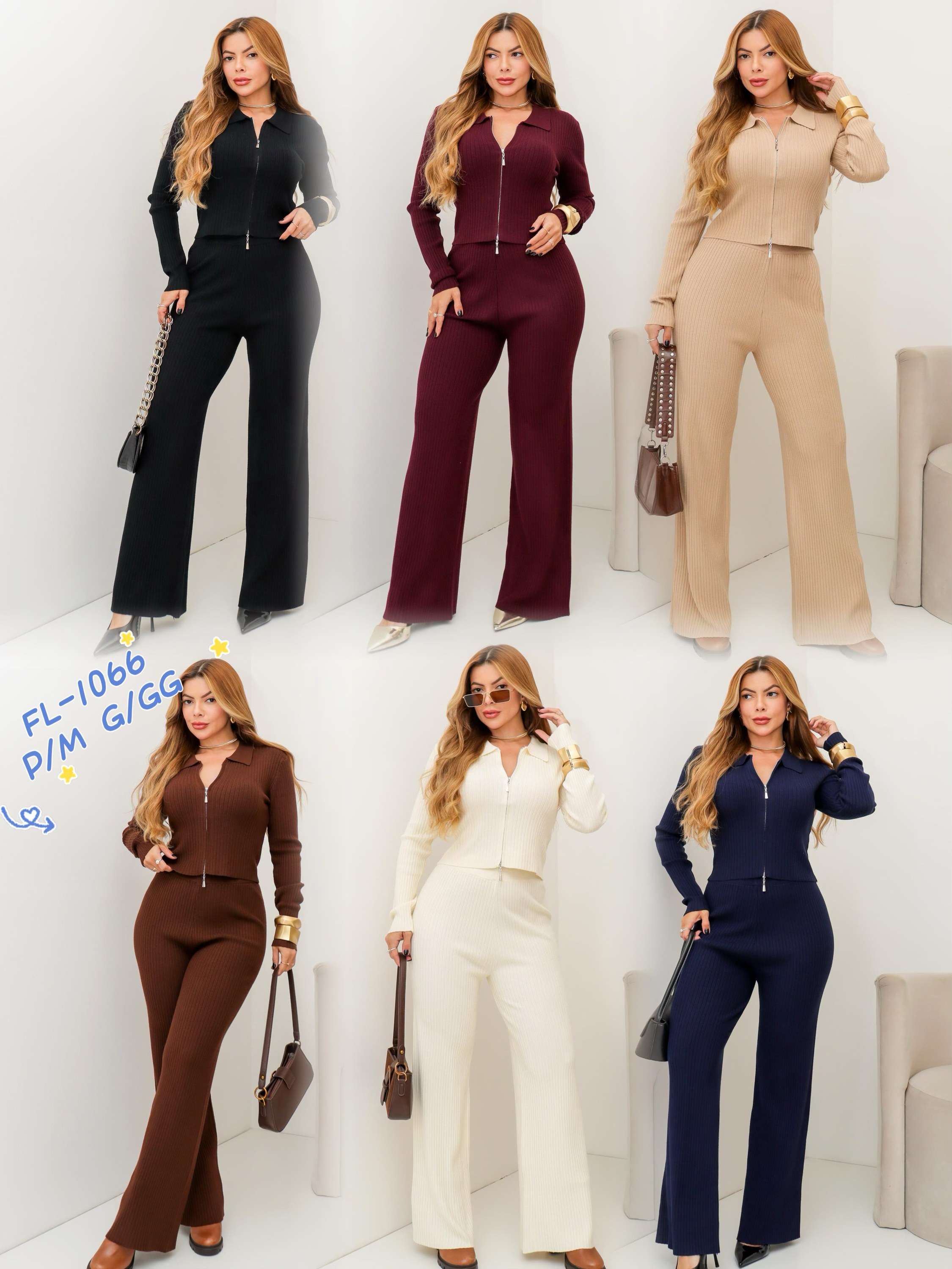 Conjunto (casaco de zíper com calça ) de modal 1066