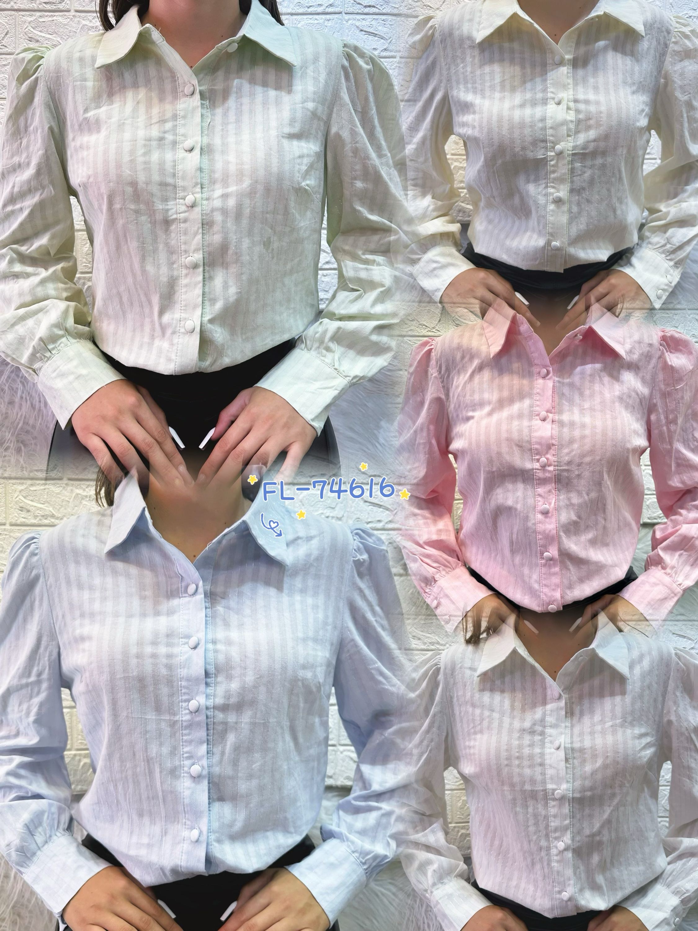 Blusa camisa mamga longa importado Flora FL-74616