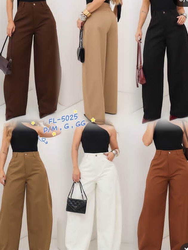Calça barrel de sarja com elastano 5025