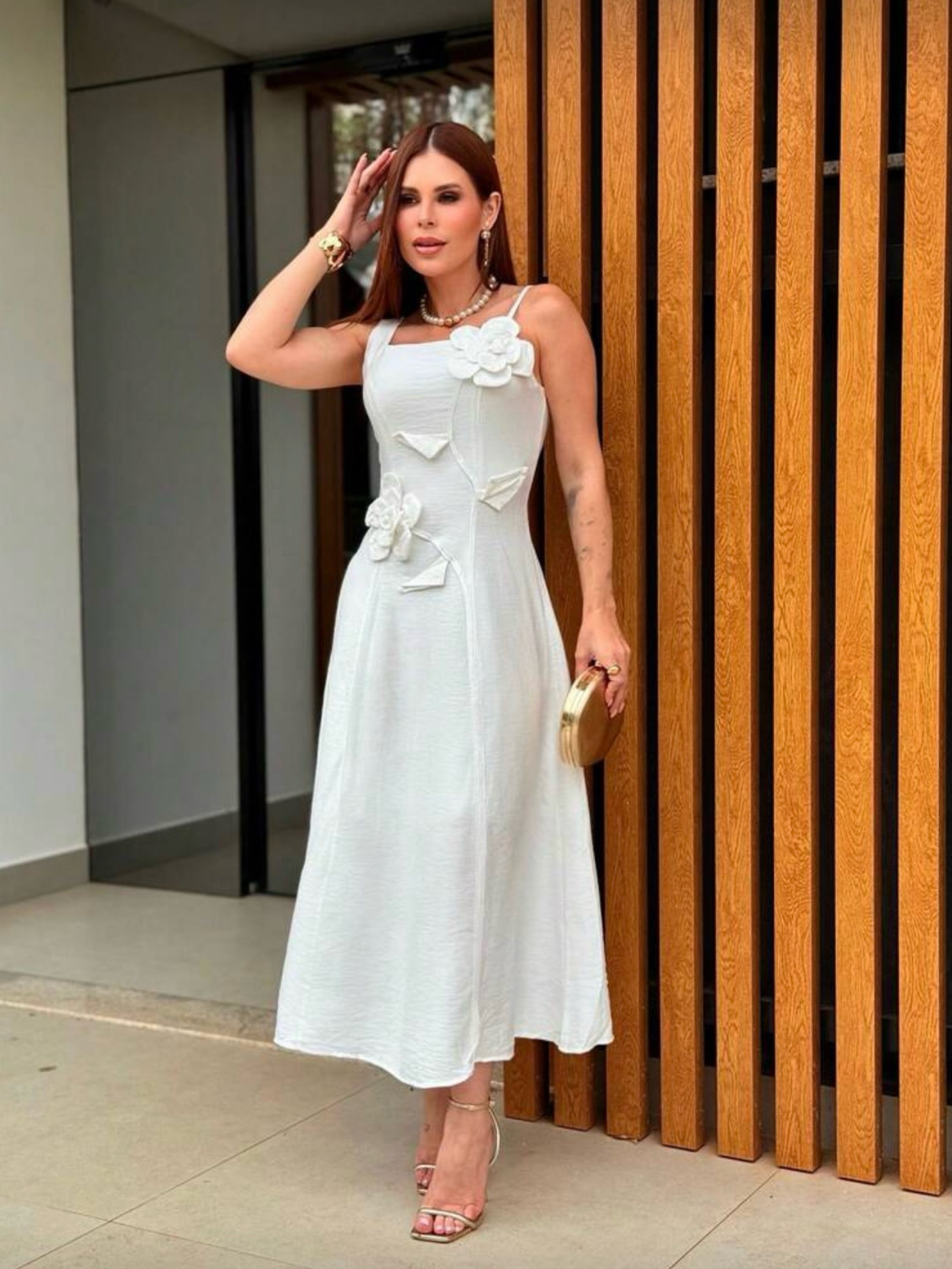 Vestido mídi de marrante forrado importado promoção 6207