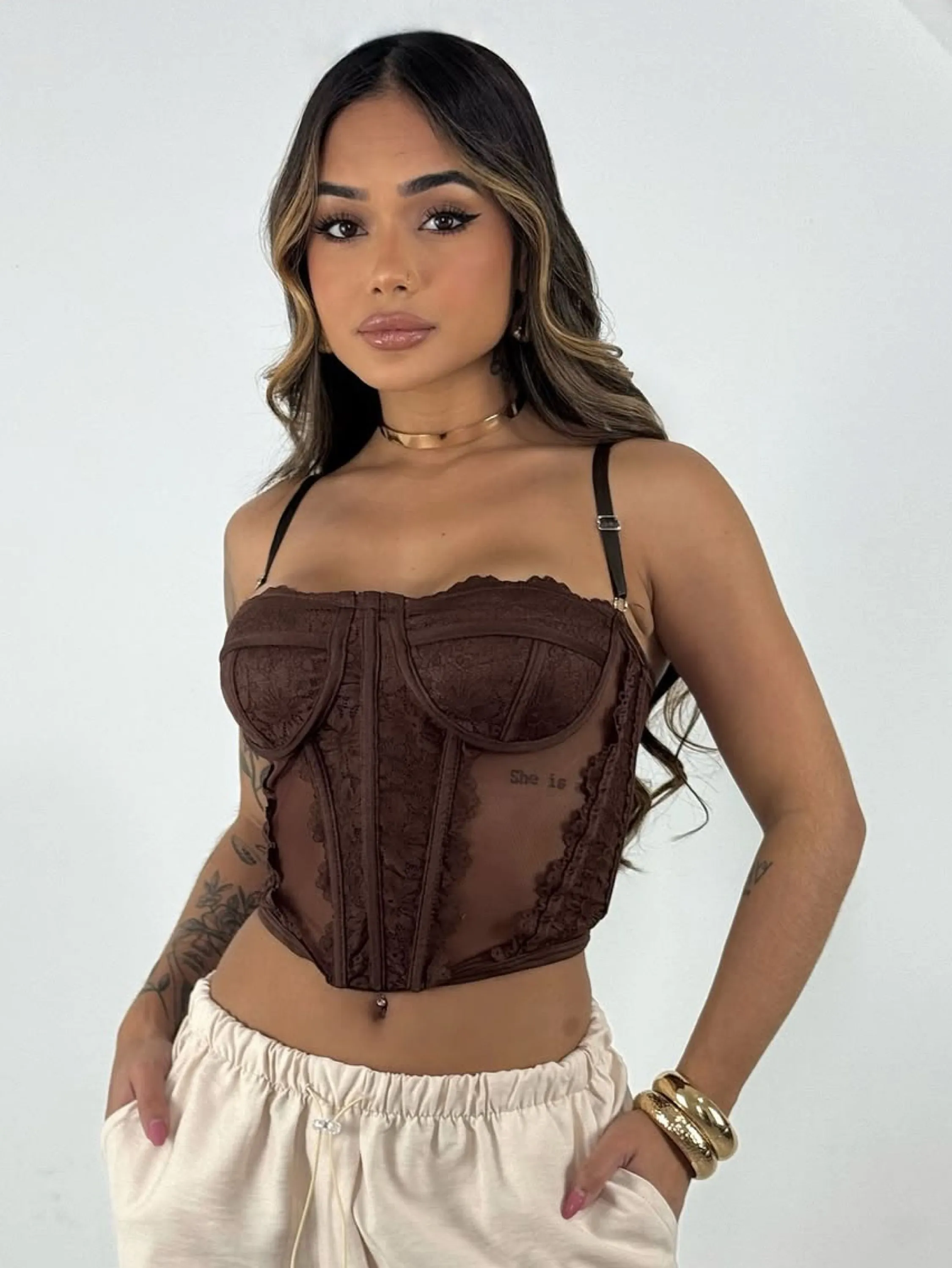 Blusa Cropped Feminino Corselet Alcinha Renda Sem Bojo
