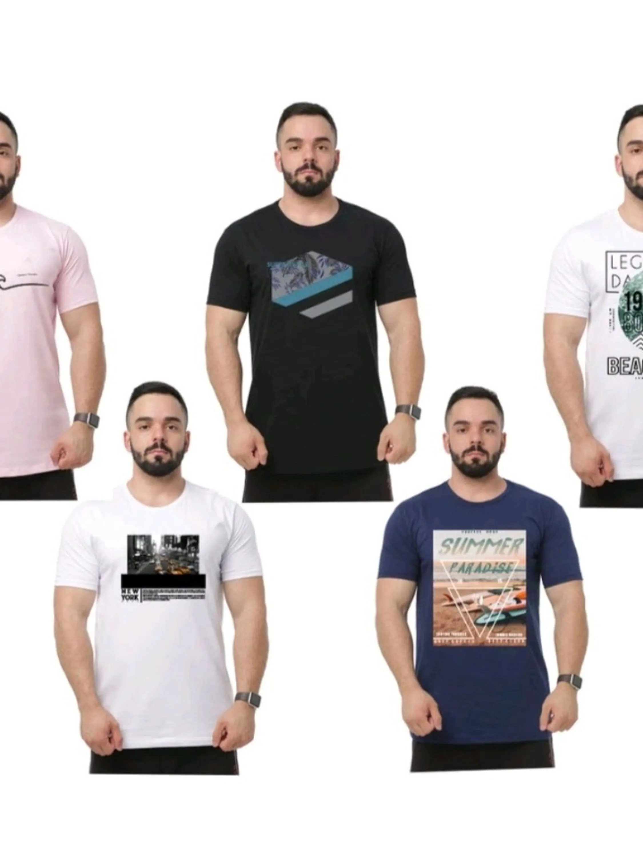 Camiseta masculina algodão estampada