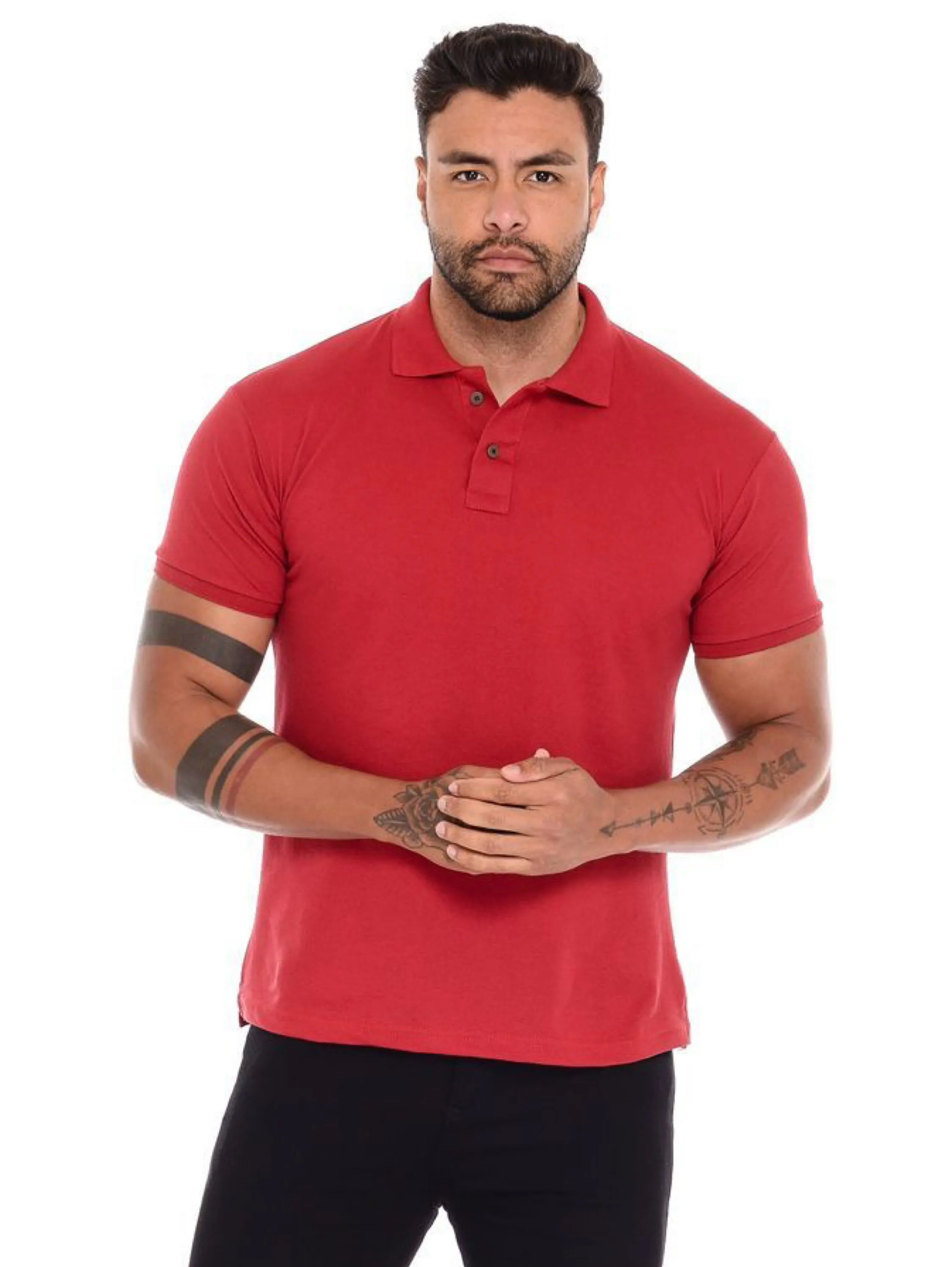 Camiseta Polo masculina Piquet bordada