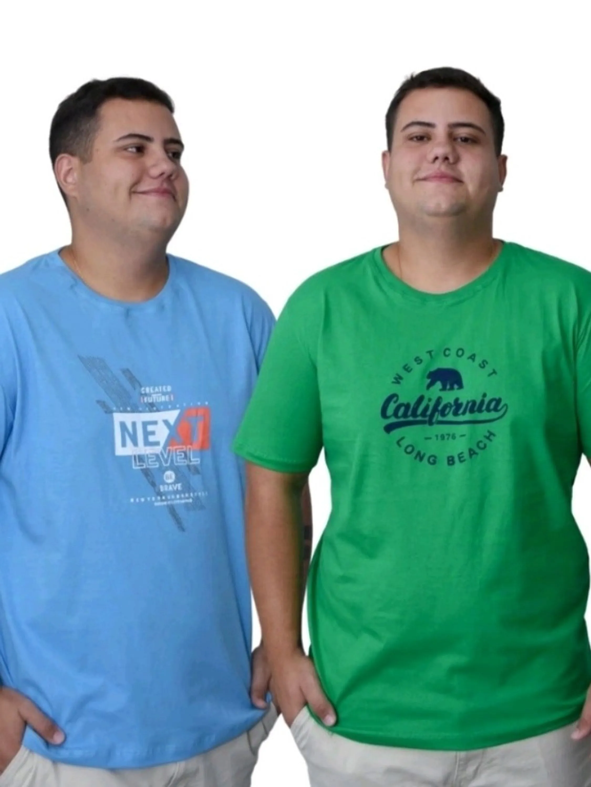 Camiseta masculina algodão plus size estampada