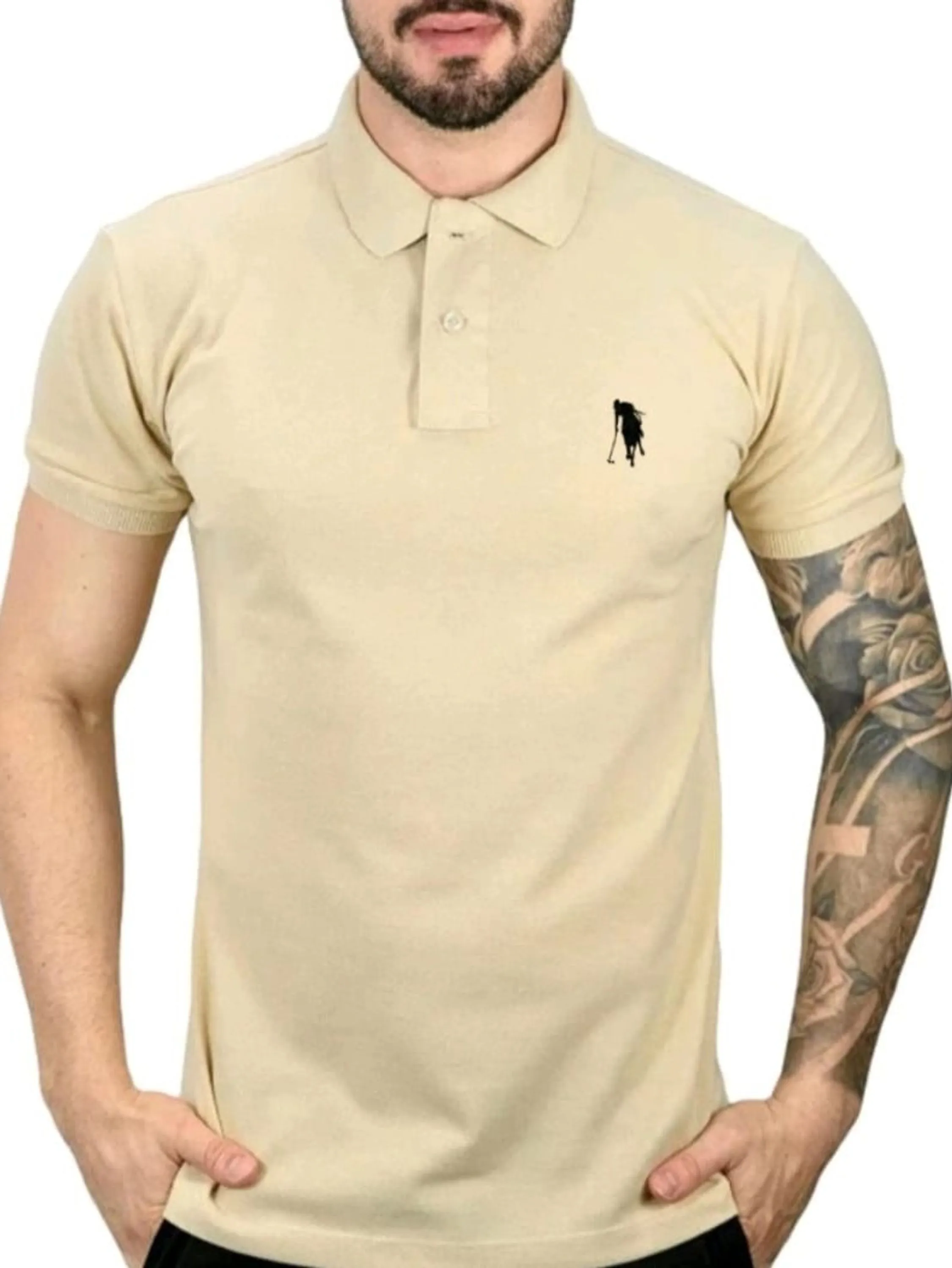 Camiseta Polo de algodão masculina