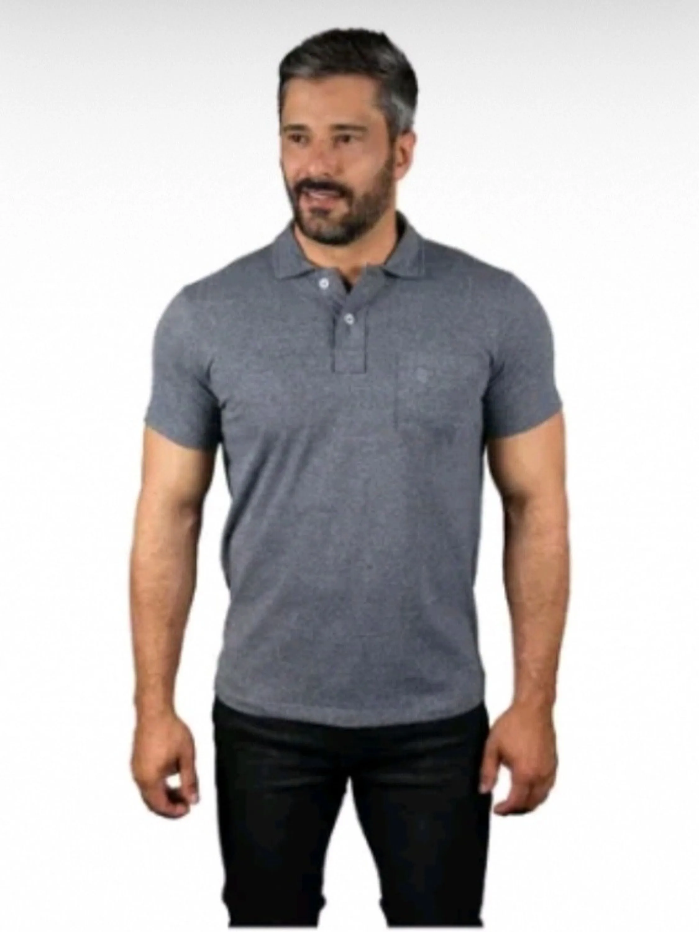 Camiseta Polo Com Bolso Piquet