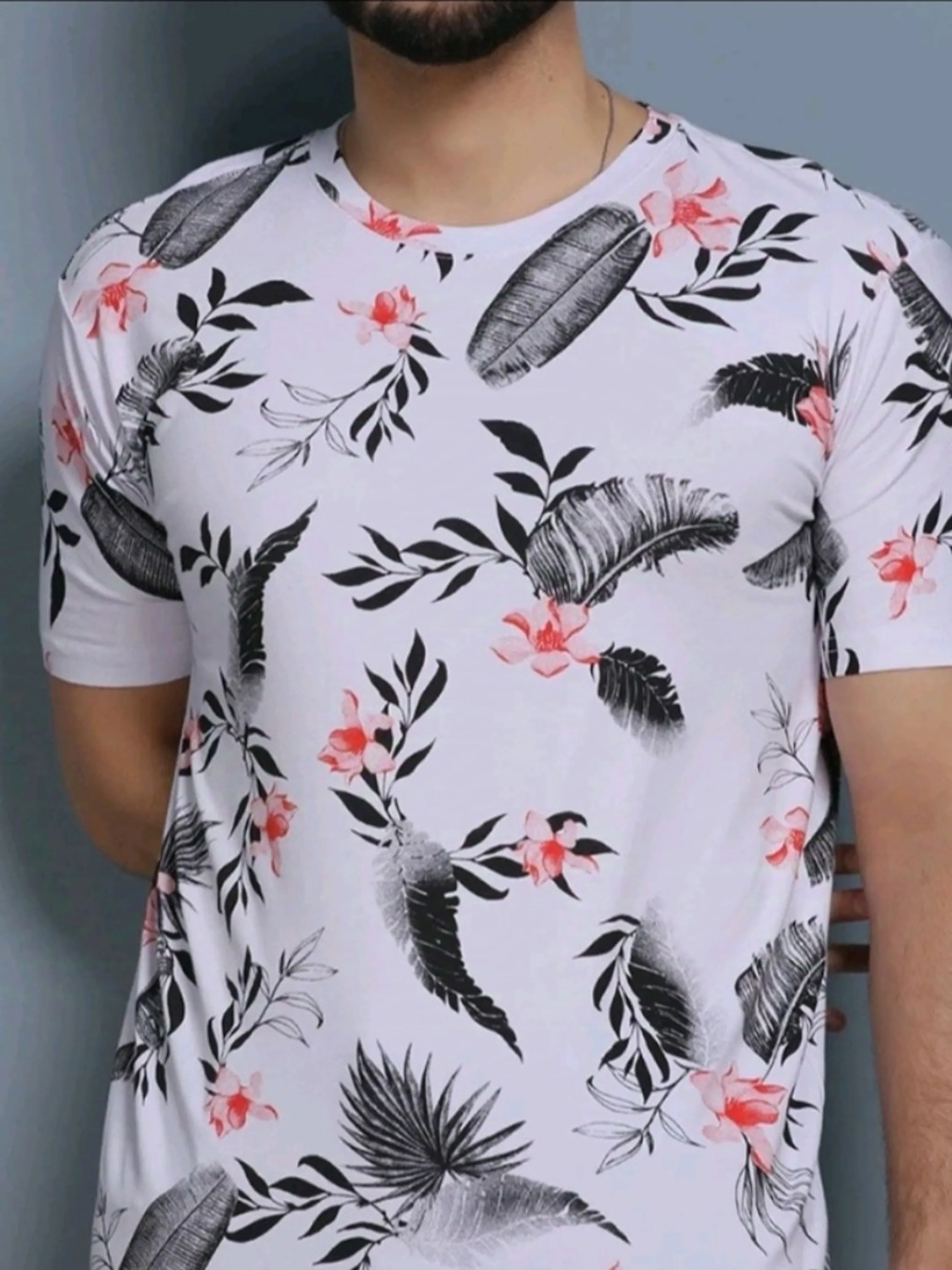 Camiseta Masculina Floral Algodão