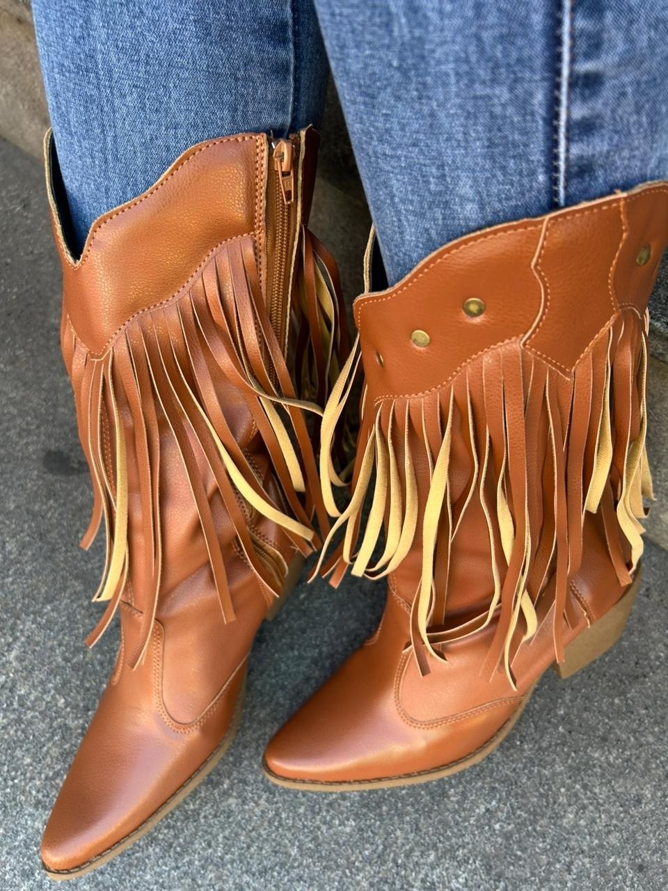 Bota Cano Médio Country Franja 230