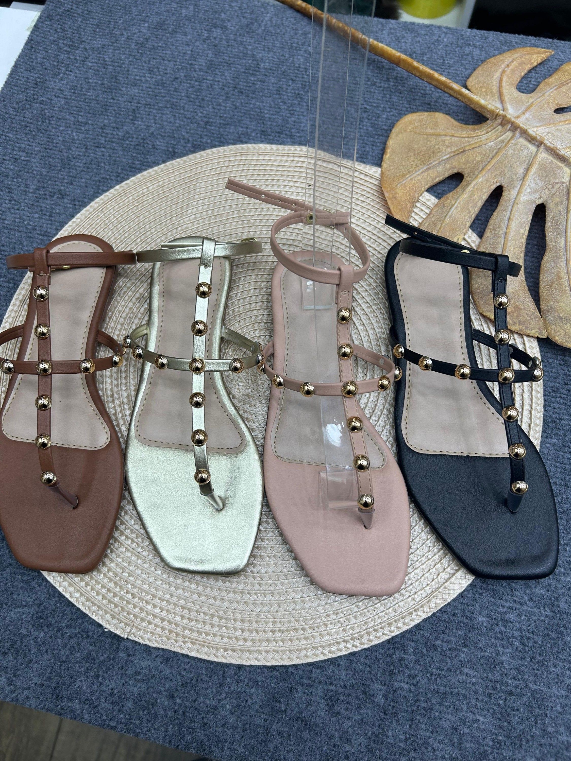 Sandália Rasteira Tiras Balls R2585