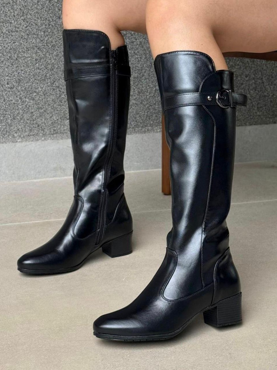 Bota Cano Longo Salto Bloco Milu 72302