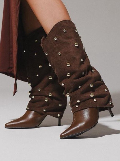 Bota Cano Médio Salto Fino Capa Pérolas 9299435