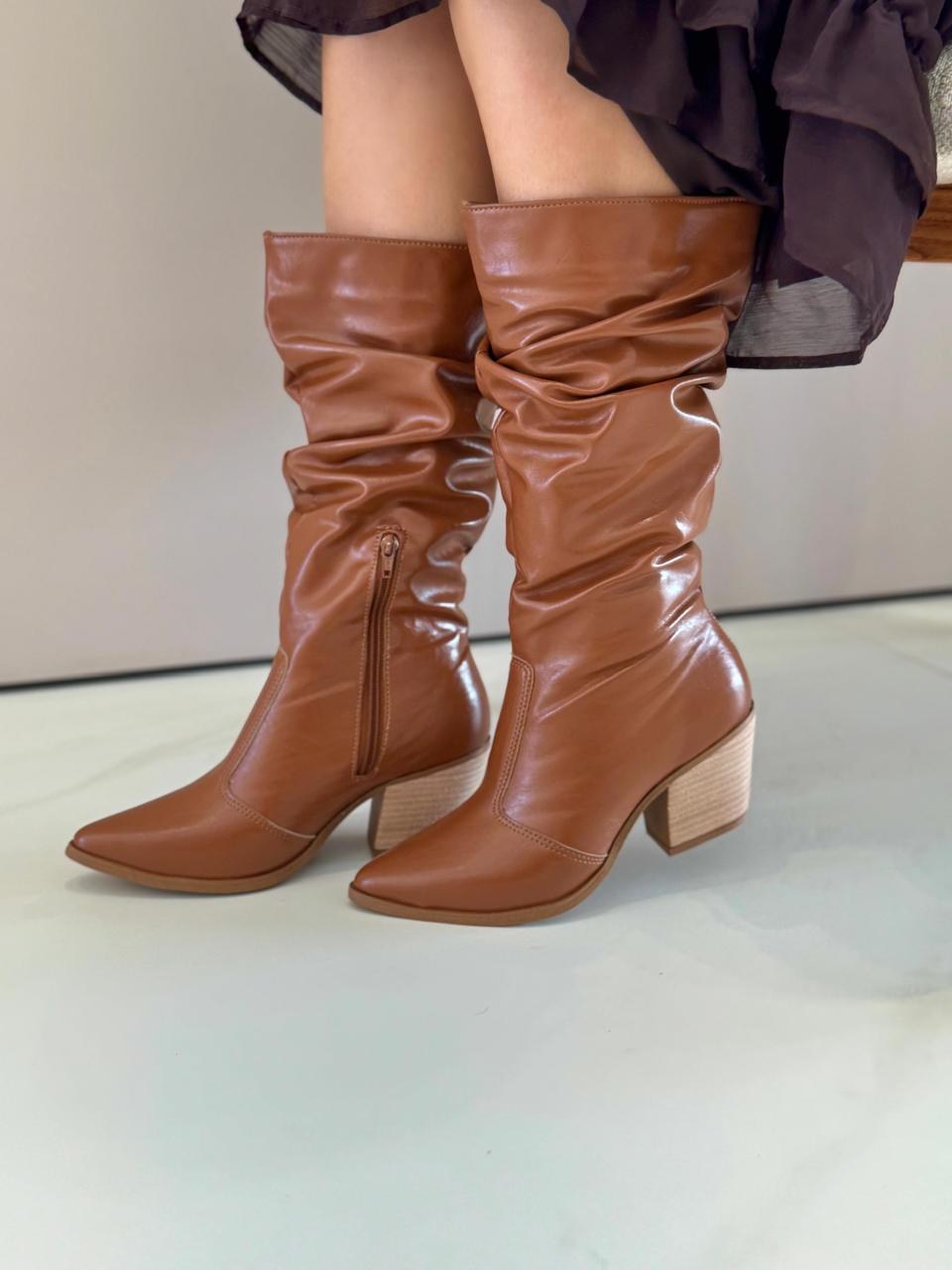 Bota Slouchy Country Texana Drapeada Cano Médio 122