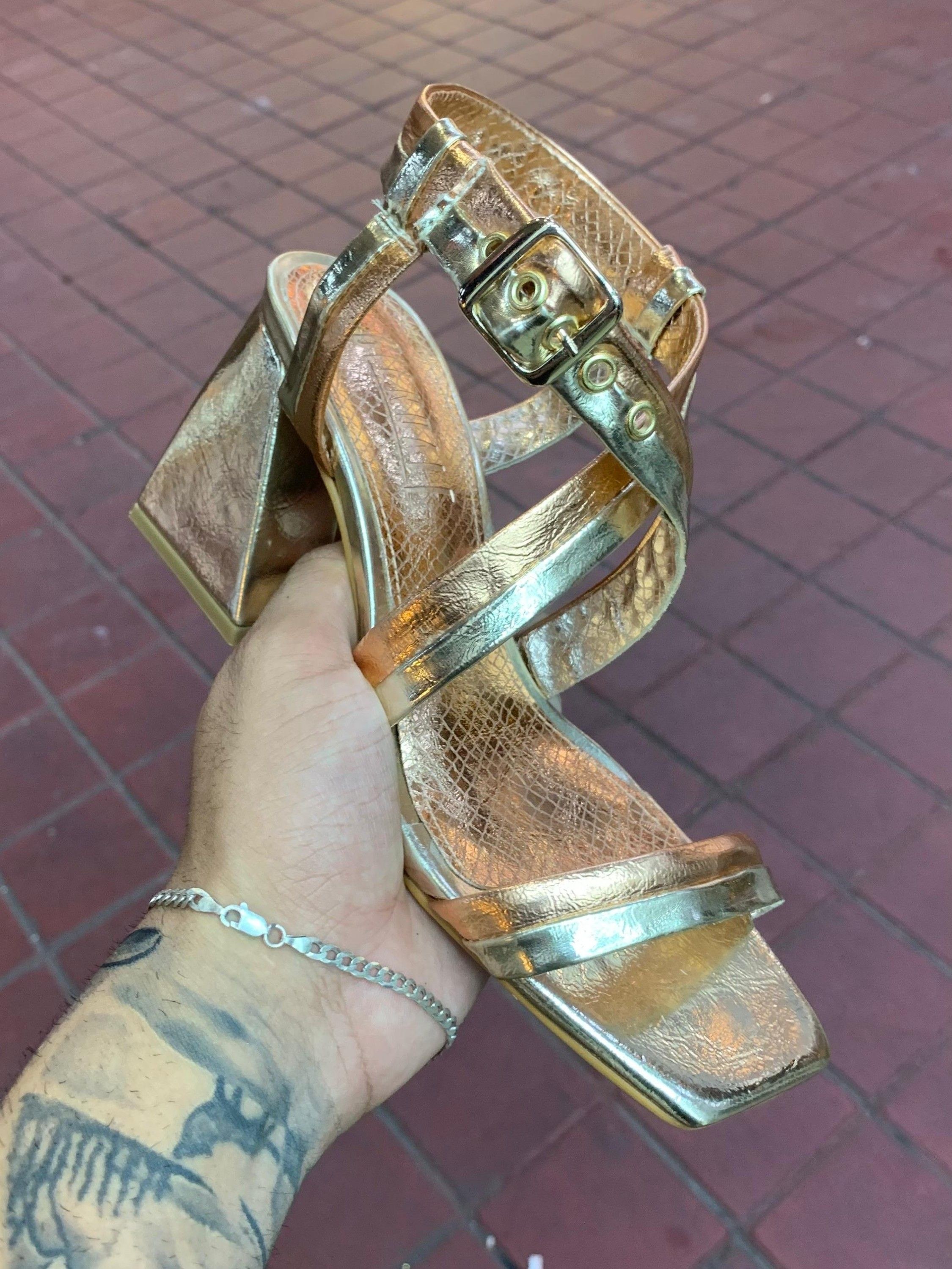 Sandália Salto Geométrico Reflexo X Z737.10006