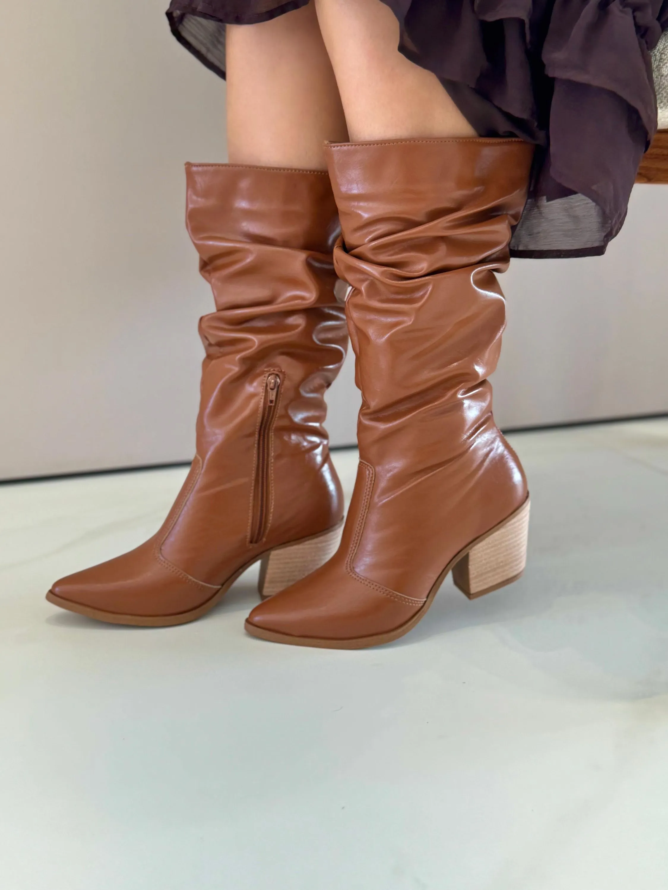 Bota Country Texana Drapeada Salto Bloco Cano Médio 122