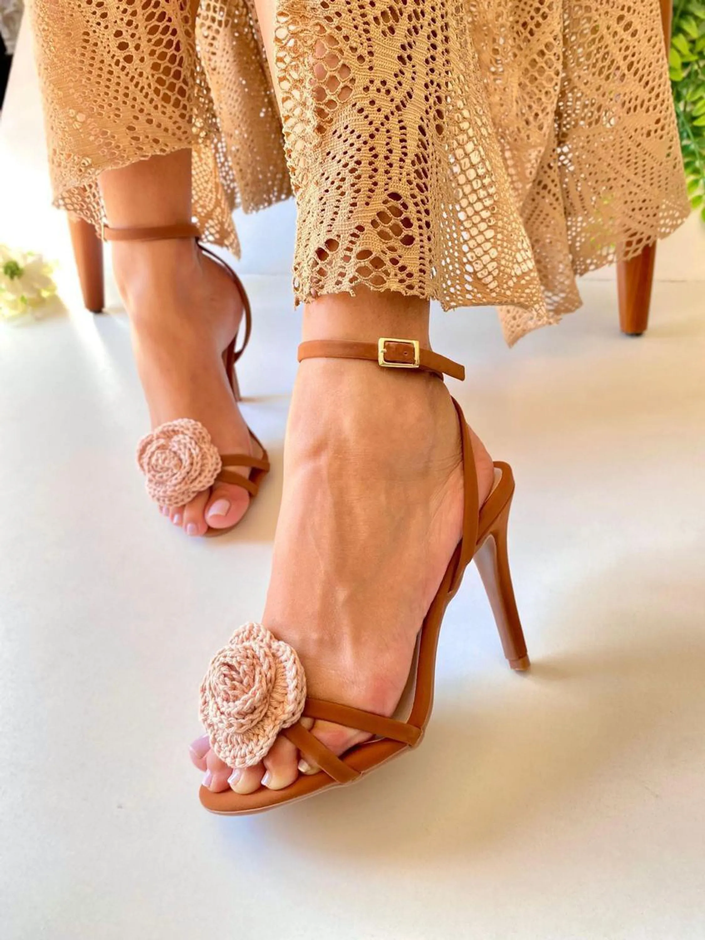 Sandália Salto Fino Flor 121200