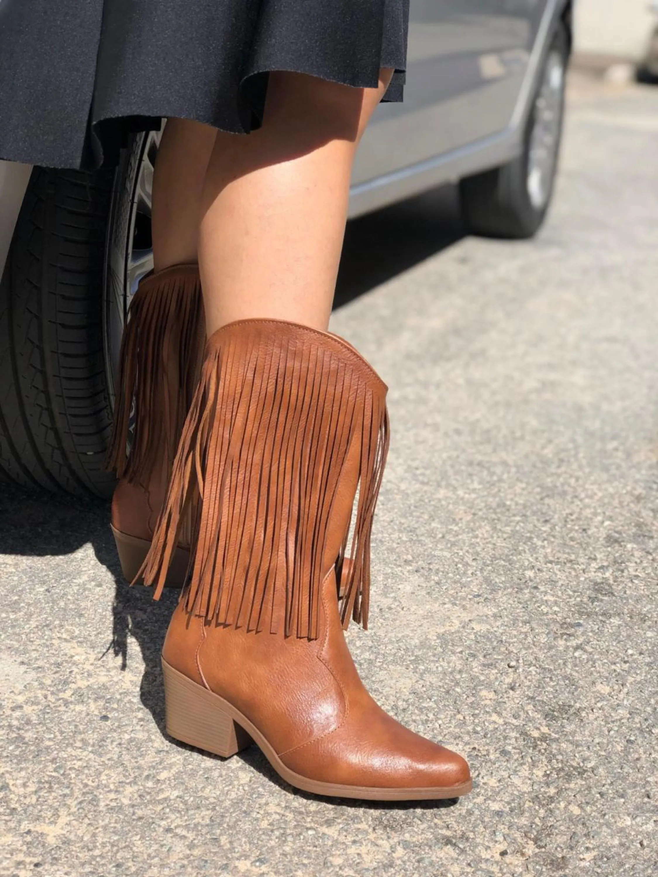 Bota Country Cano Médio Com Franja 115000