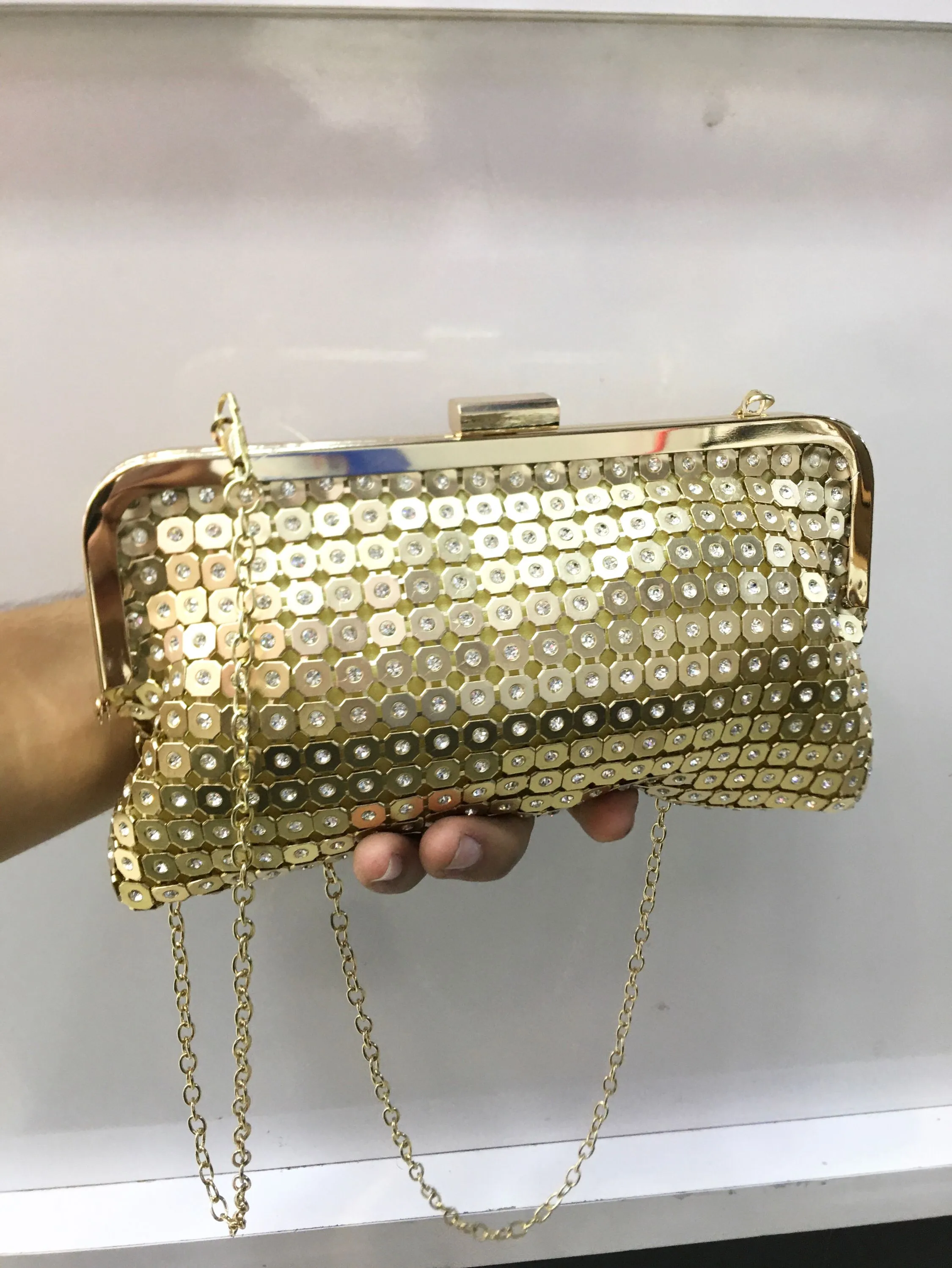 Bolsa clutch com strass brilhante e cristais #HX23-29