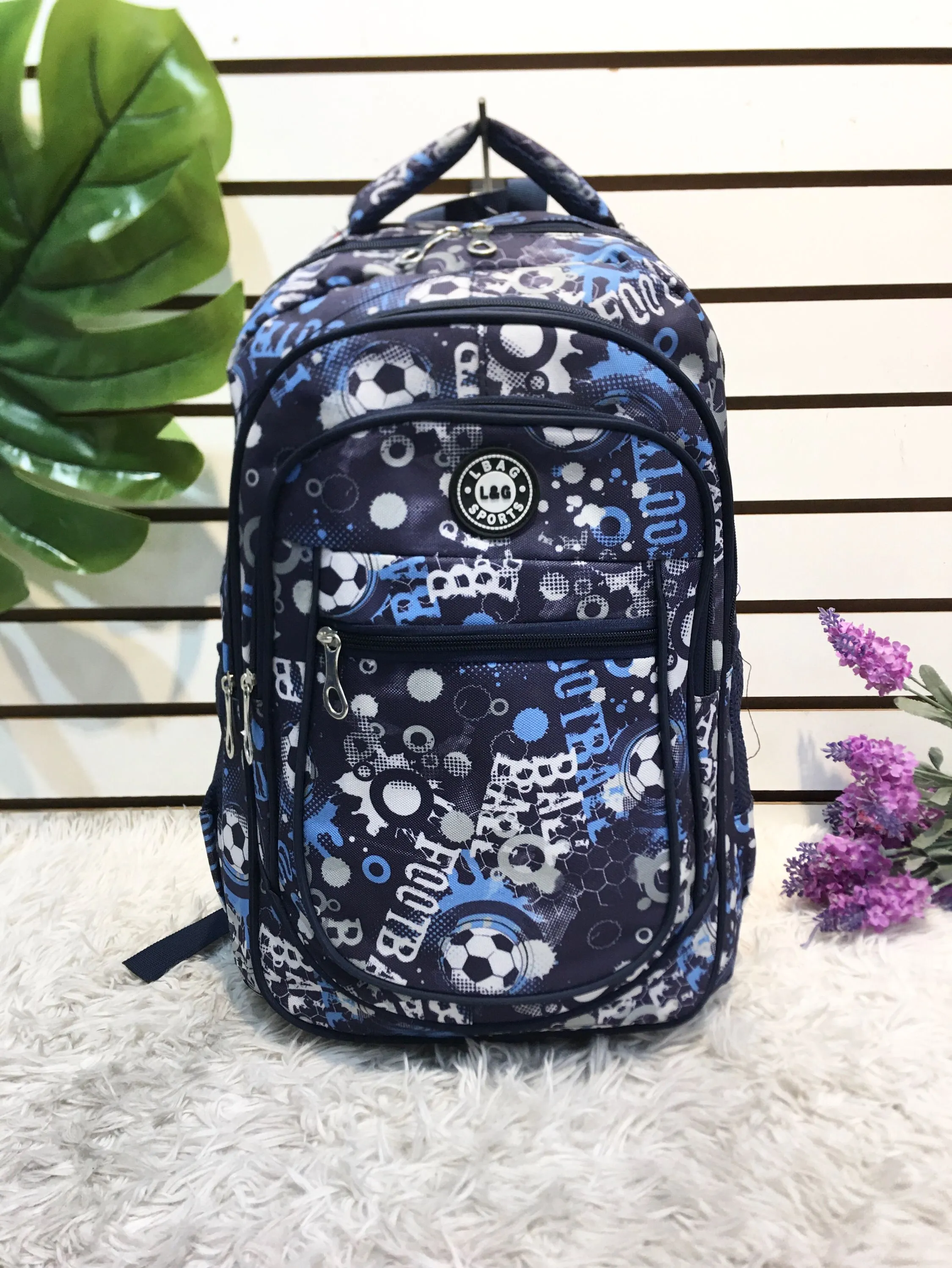 Mochila impermeável estampada grande com 4 Zíperes #F101