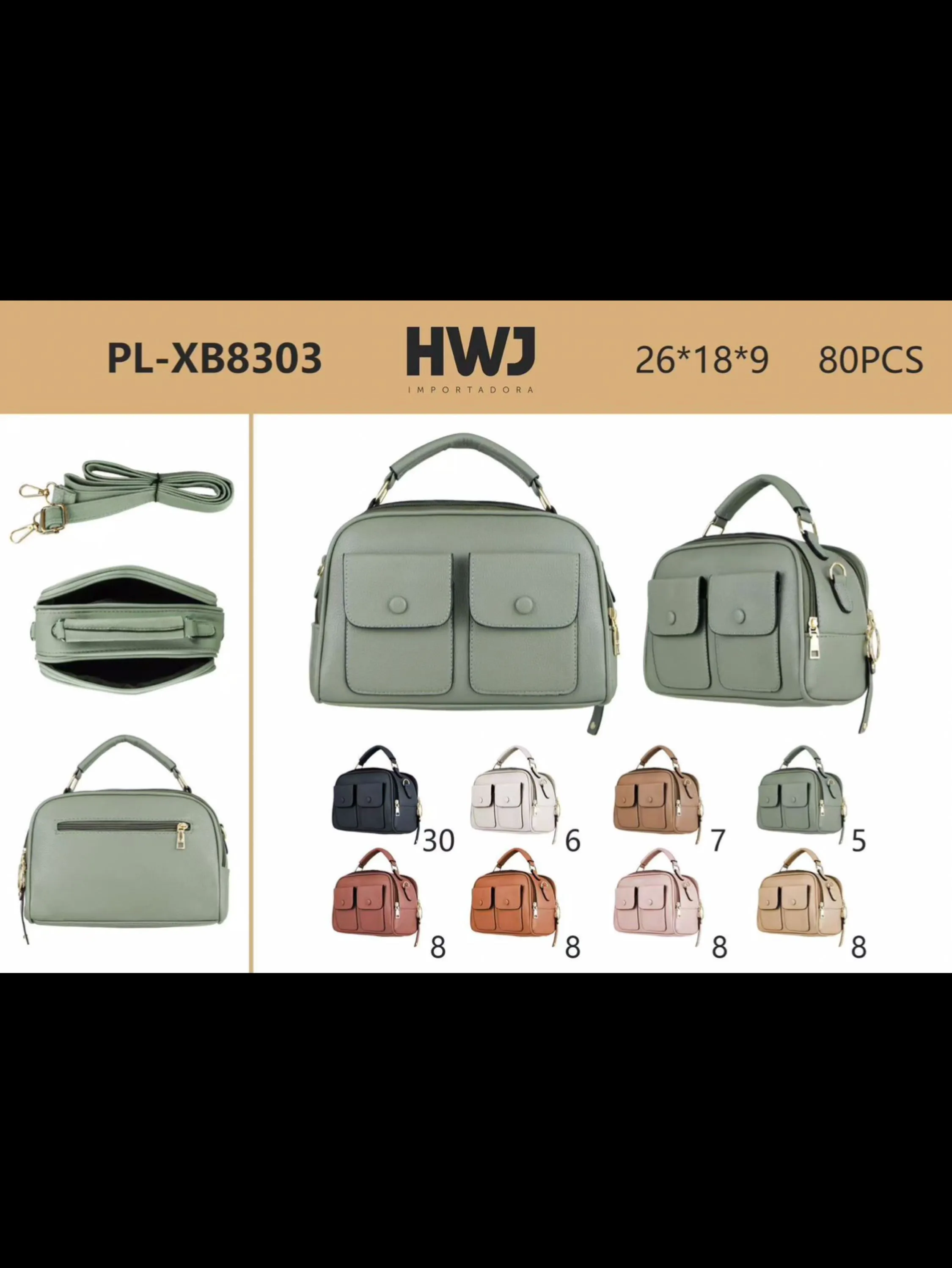Bolsa Tiracolo De Lado e alca com Bolso Frontal #8303