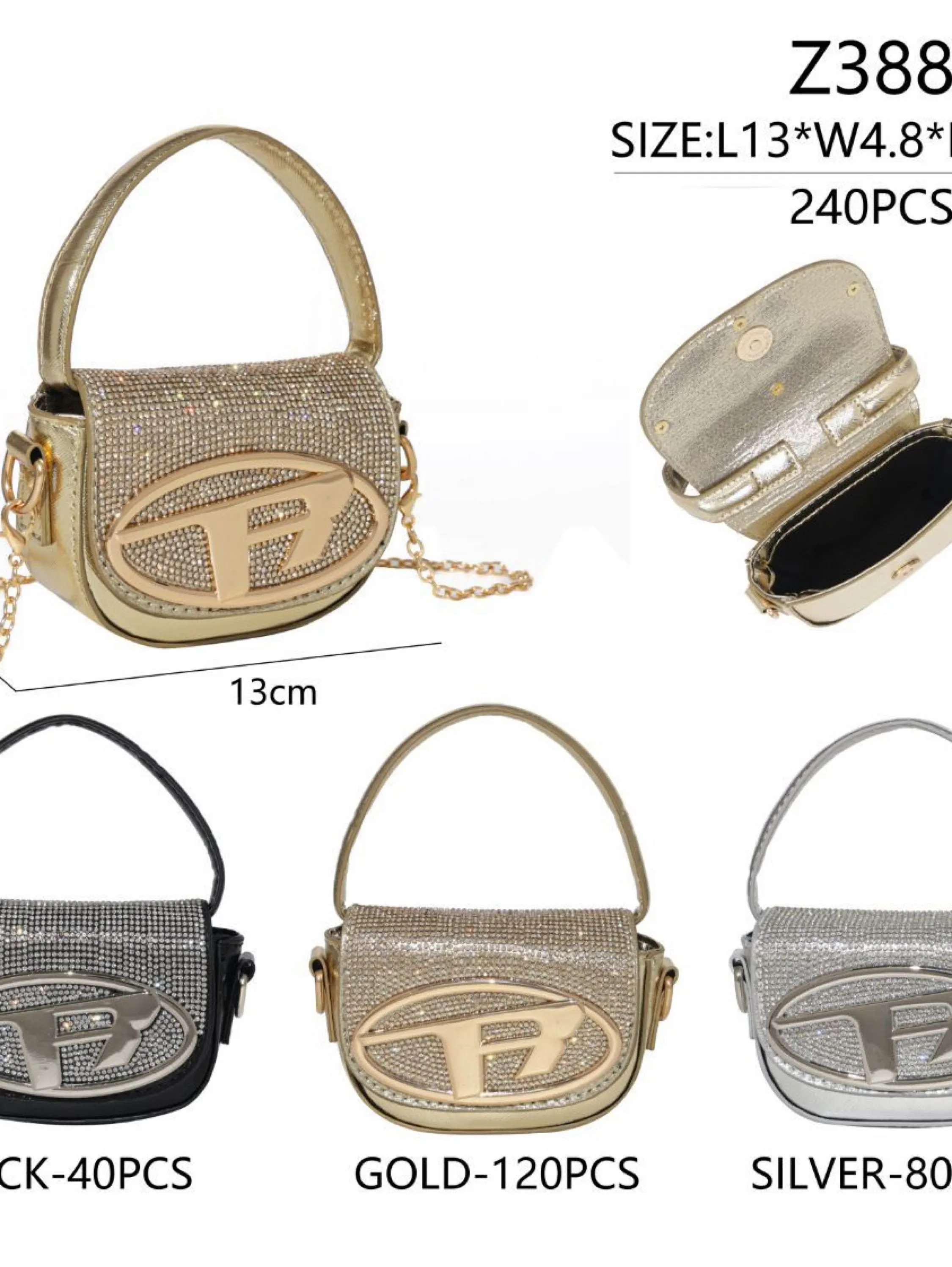 Bolsa transversal com brilho #388