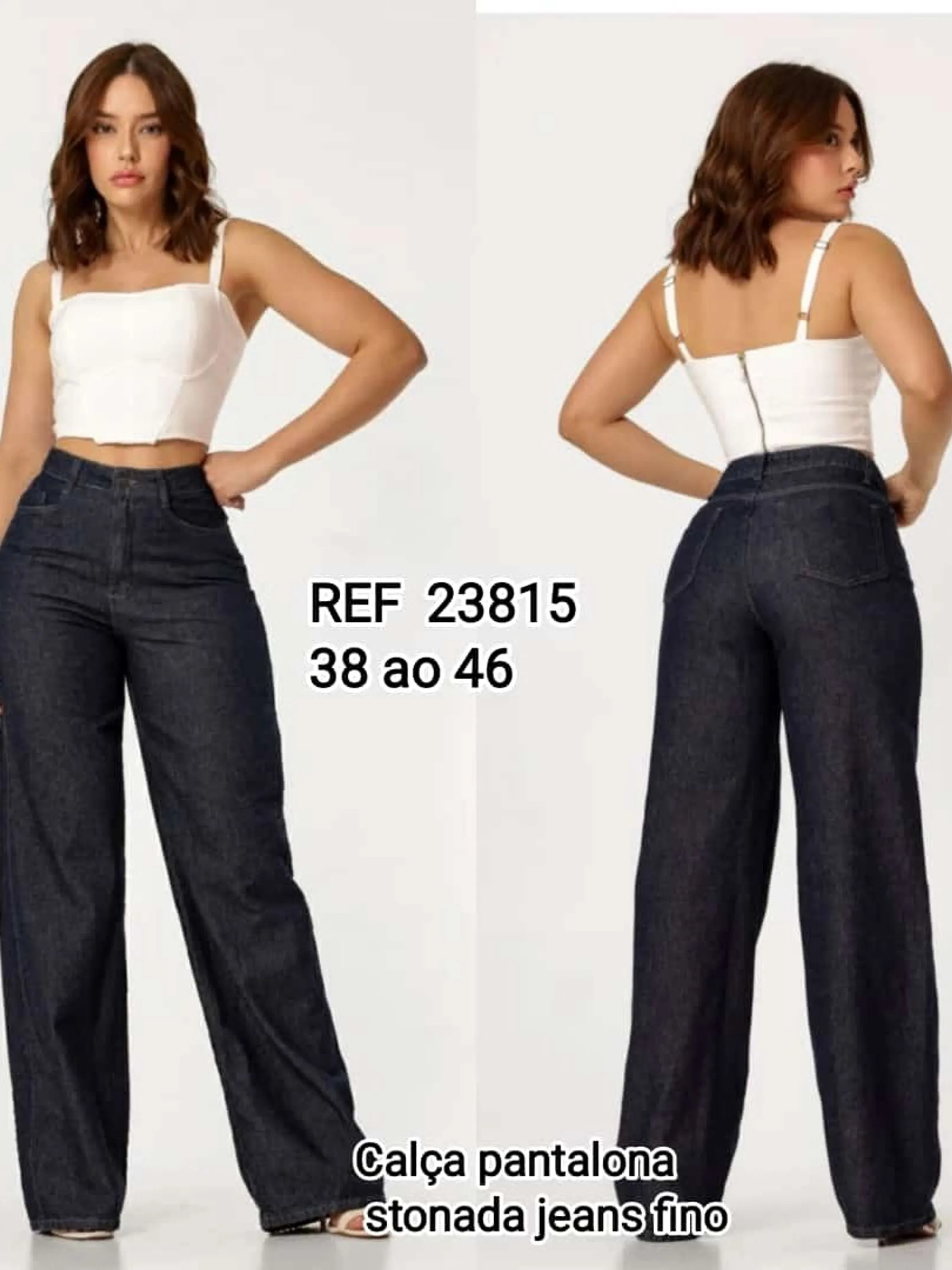 Calça jeans fem pantalona