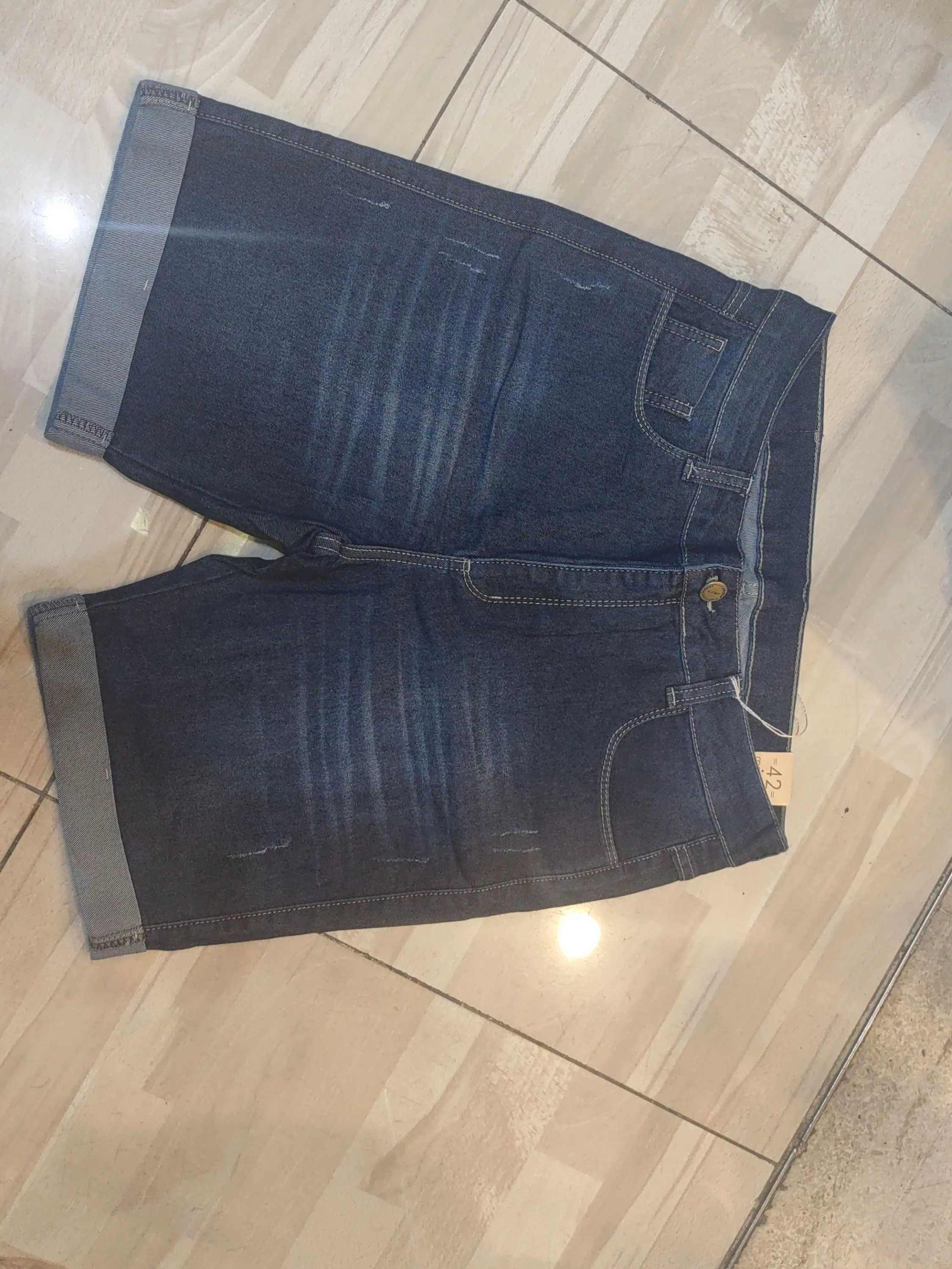 Bermuda jeans fem ciclista barra dobrada