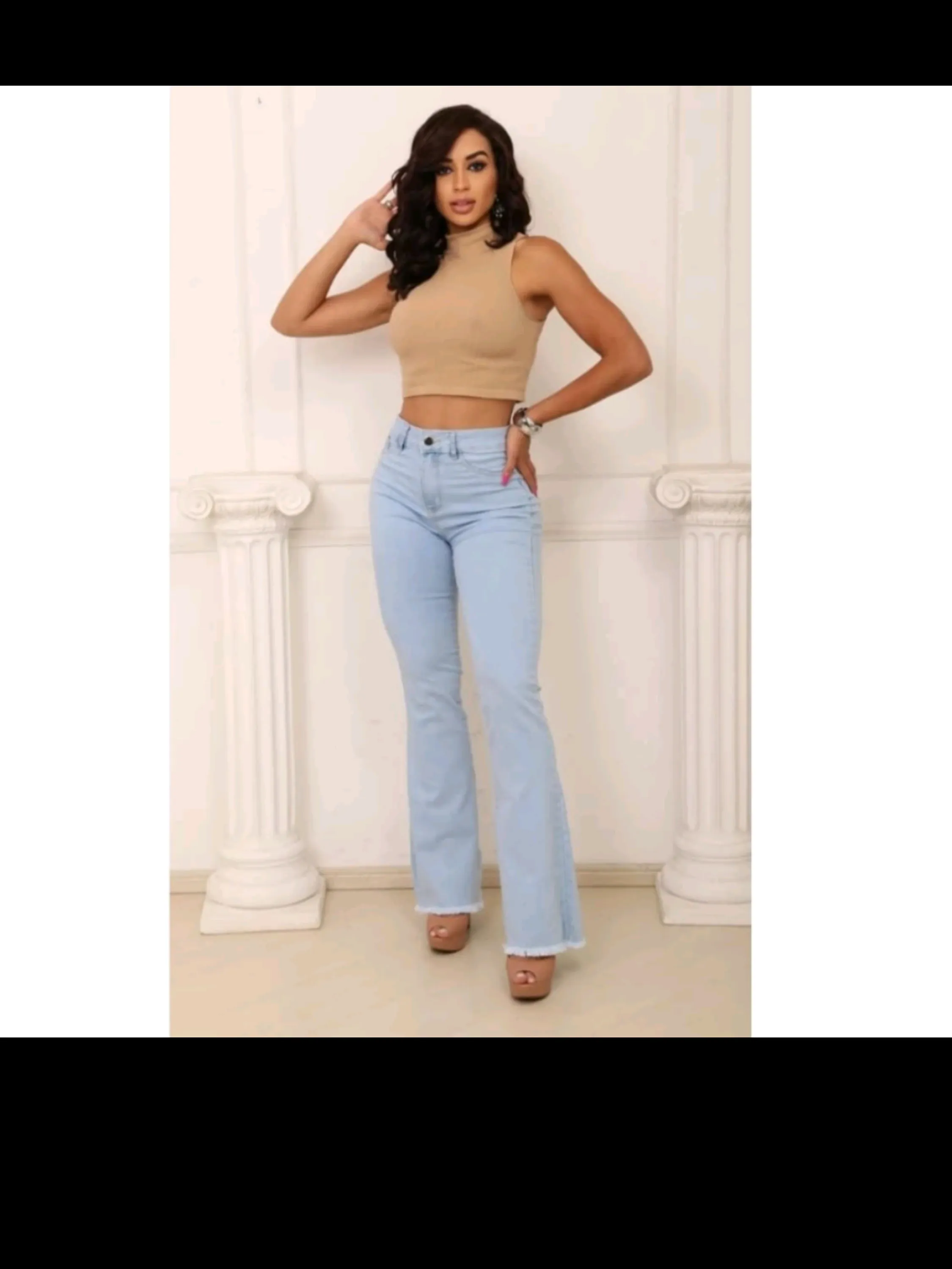 Calça jeans fem flare