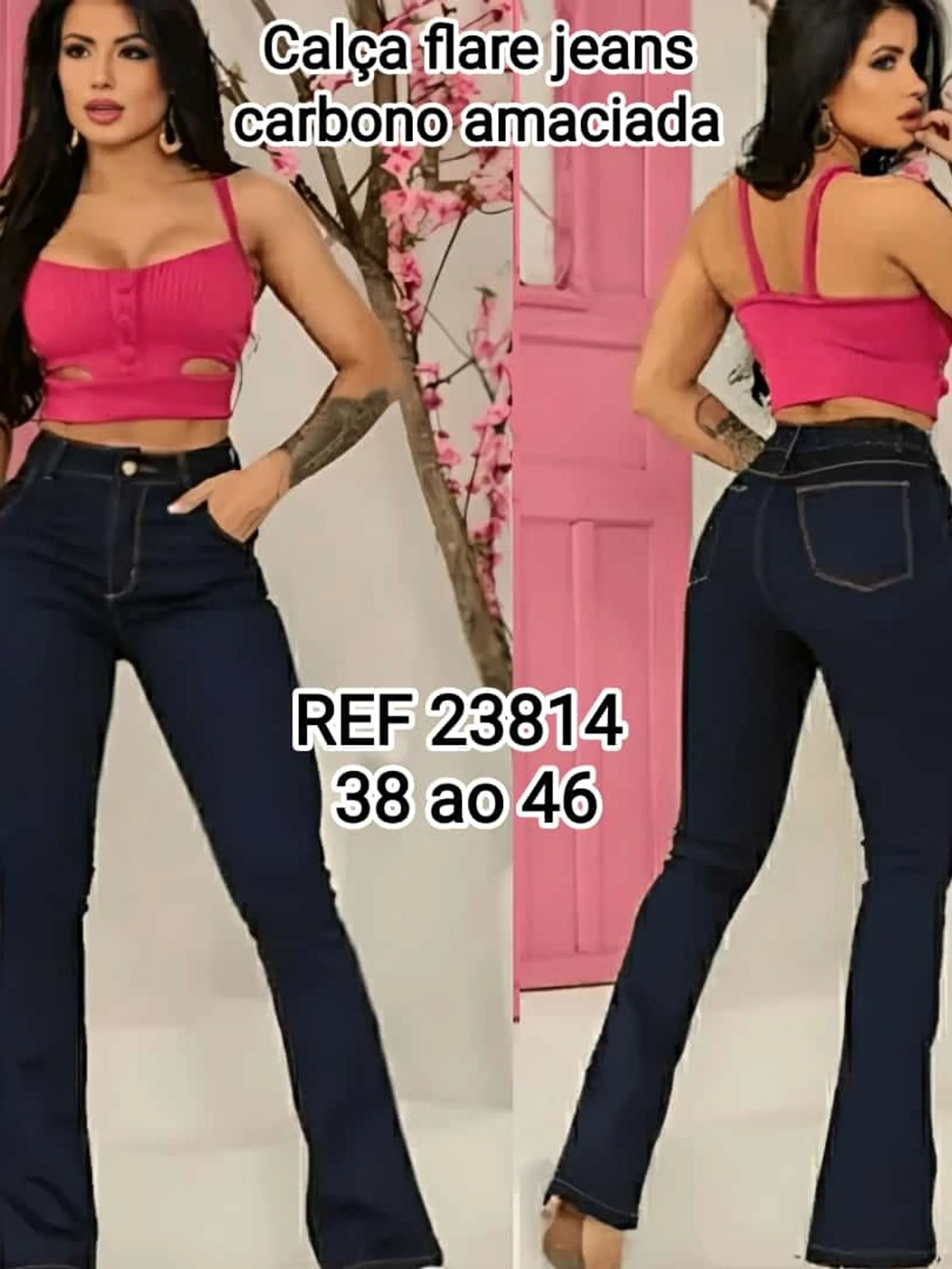 Calça jeans fem flare