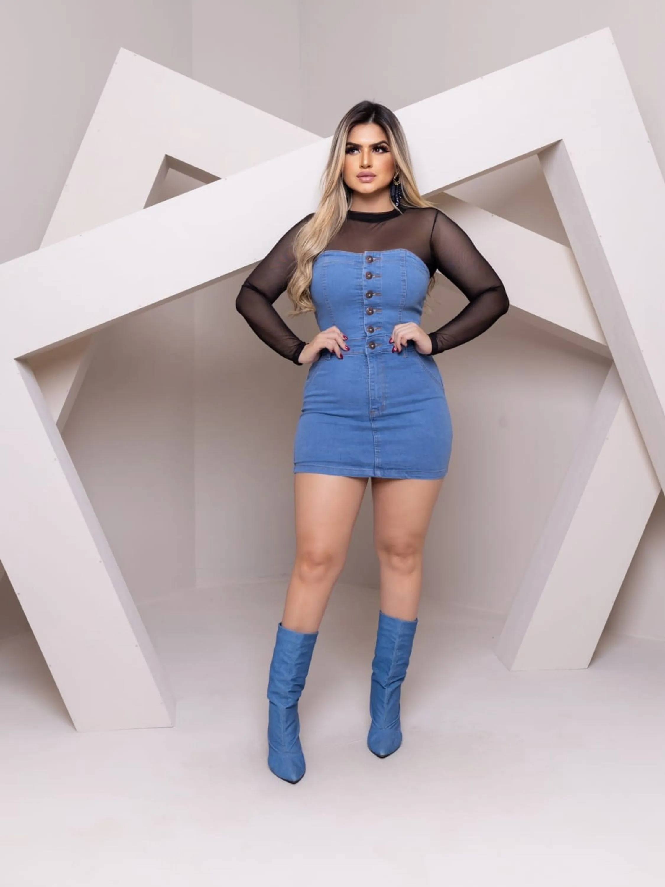 Vestido Jeans com Lycra