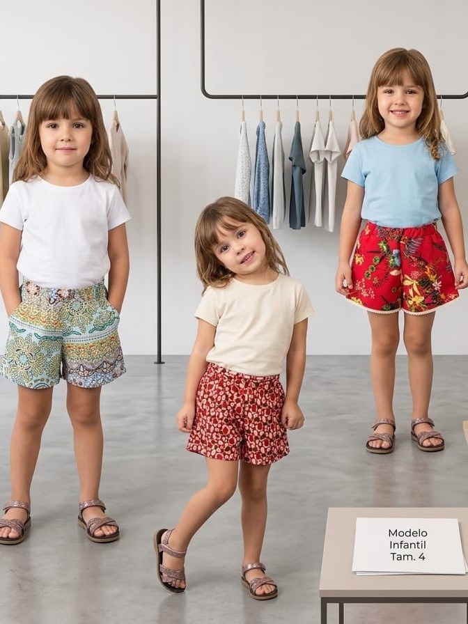Short infantil sortidos feminino