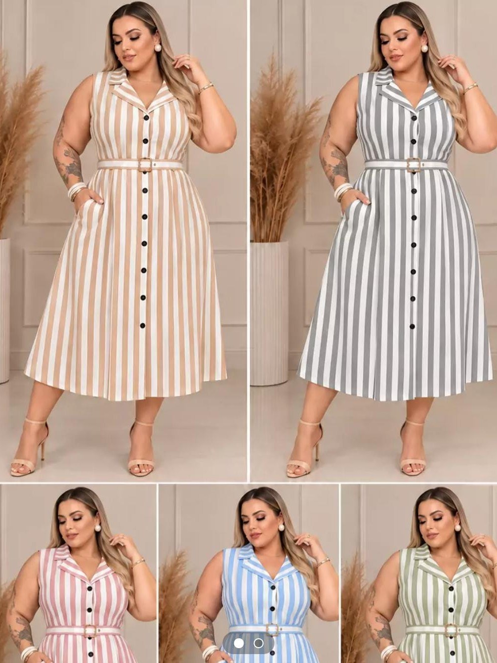 Vestido plus size listrado