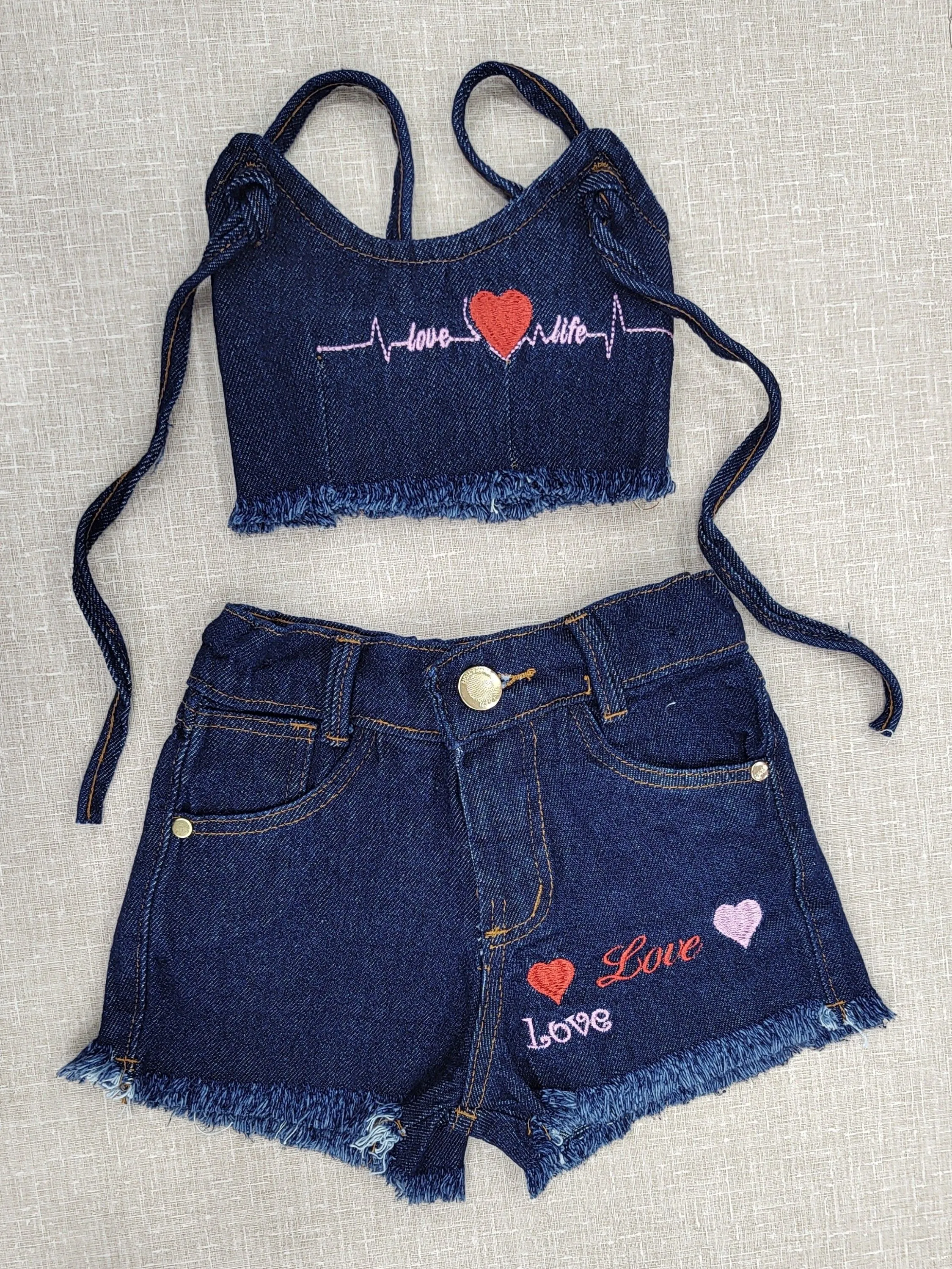 Conjunto jeans infantil e juvenil