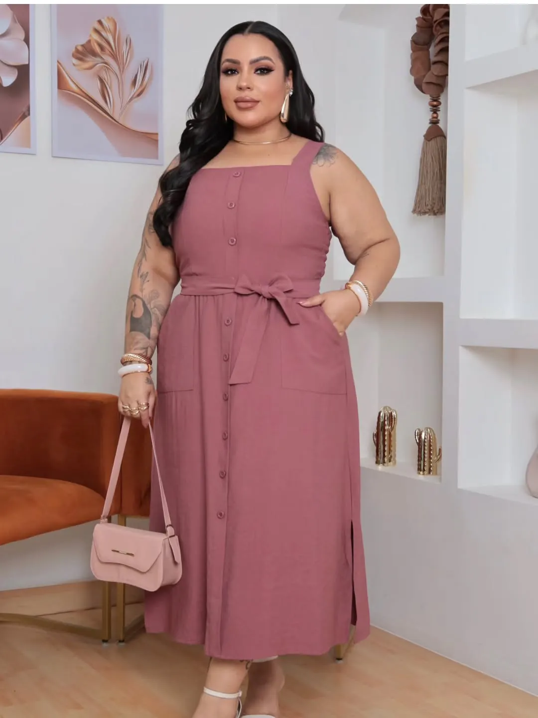 Vestido de alça plus size