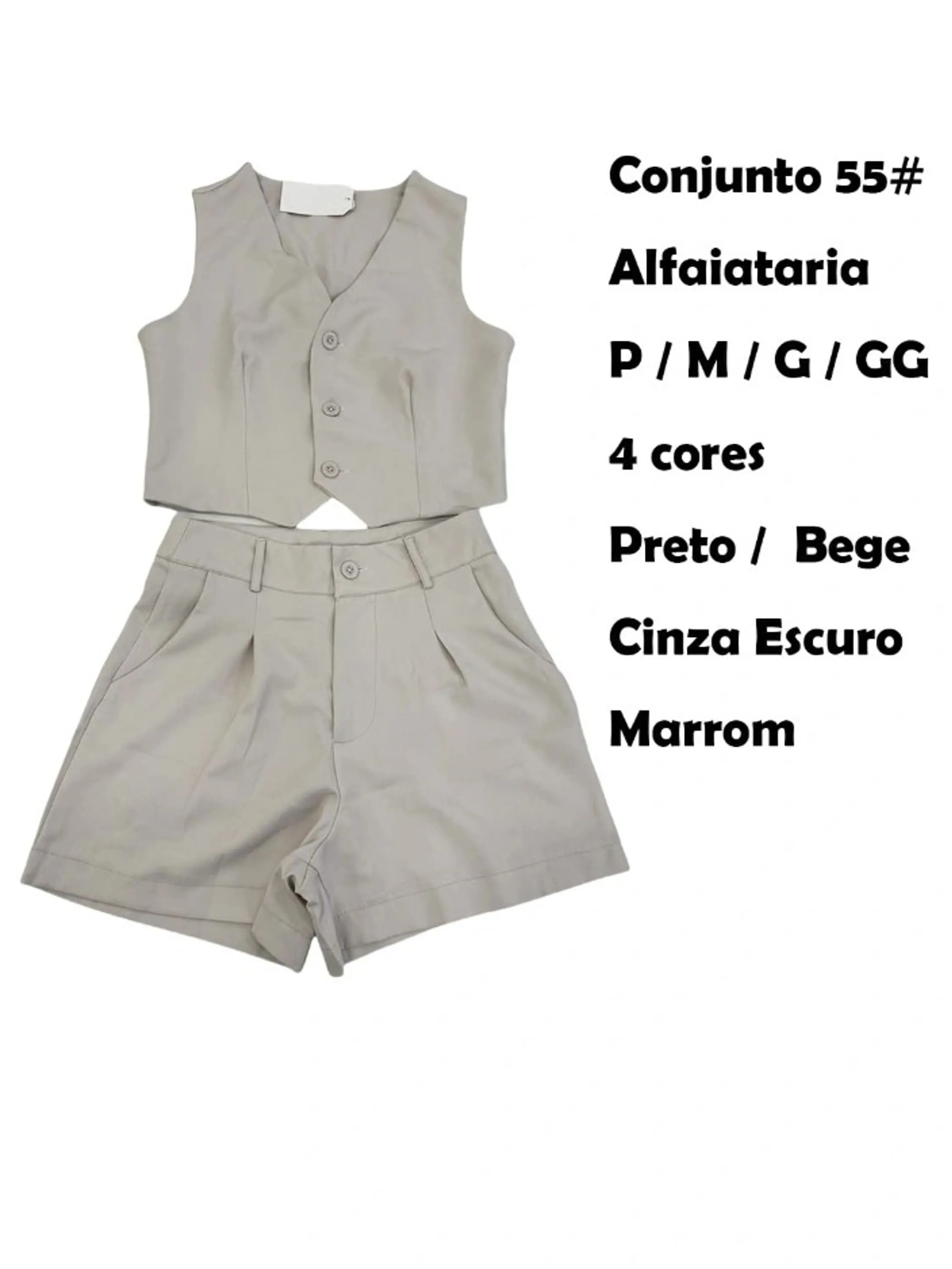 Conjunto alfaiataria colete com shorts