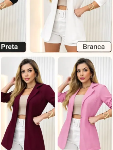 Blazer Feminino Neoprene Aberto Alfaiataria