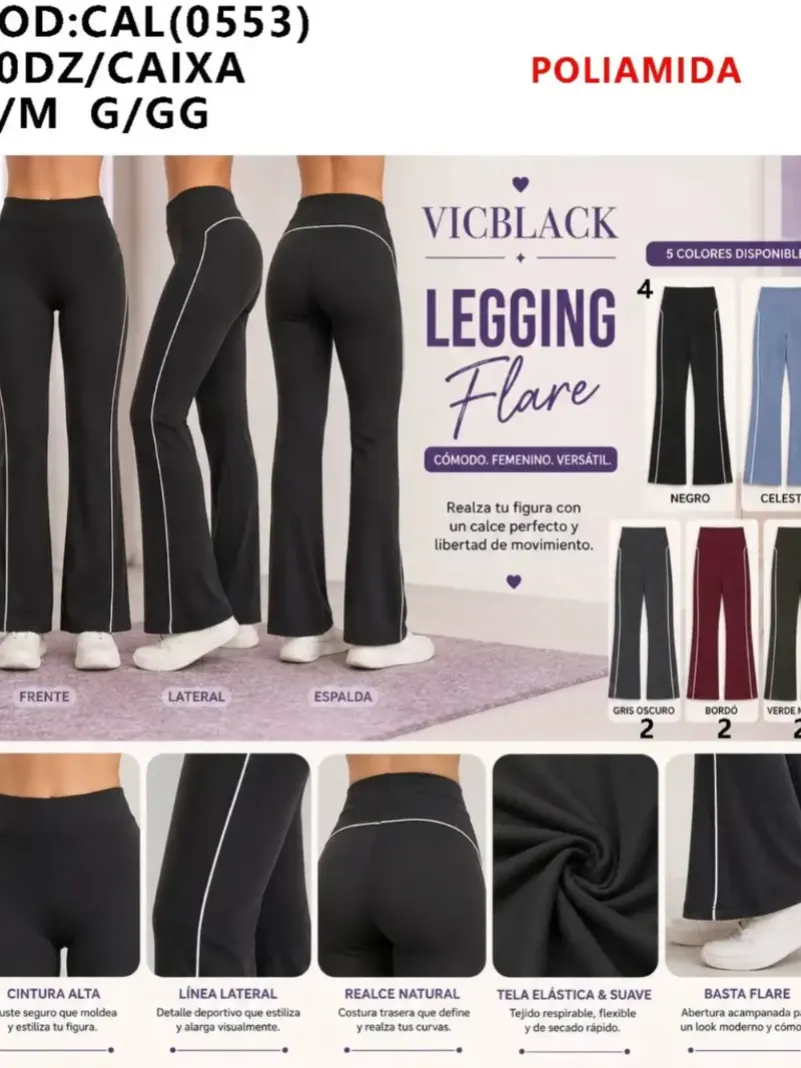 Calça Legging Poliamida Fler Com Listra Frente #0553