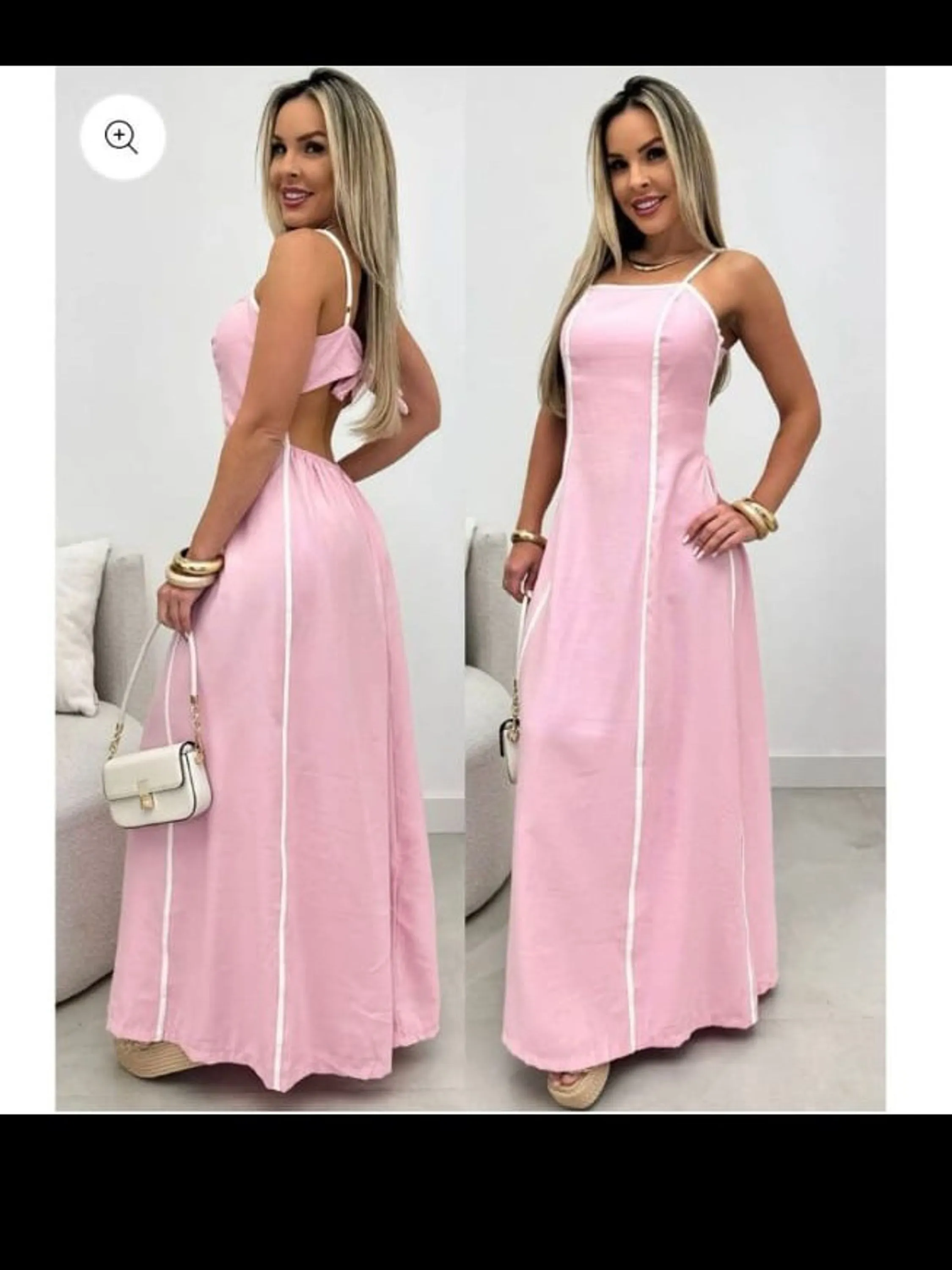 Vestido Longo Bicolor Listrado