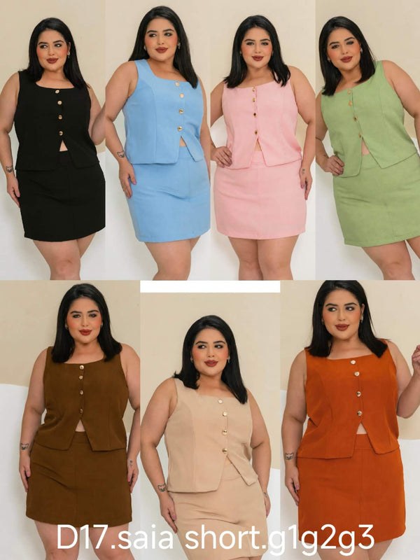 Conjunto De Colete E Short‑Saia Twiill SizePlus XY-D‑17