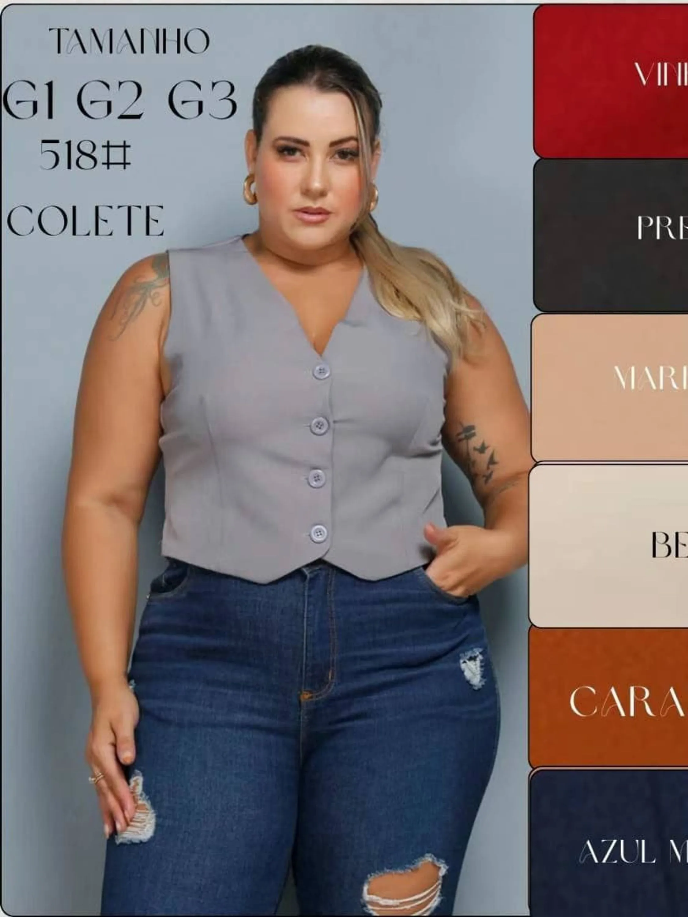 Colete Alfaiataria Plus Size