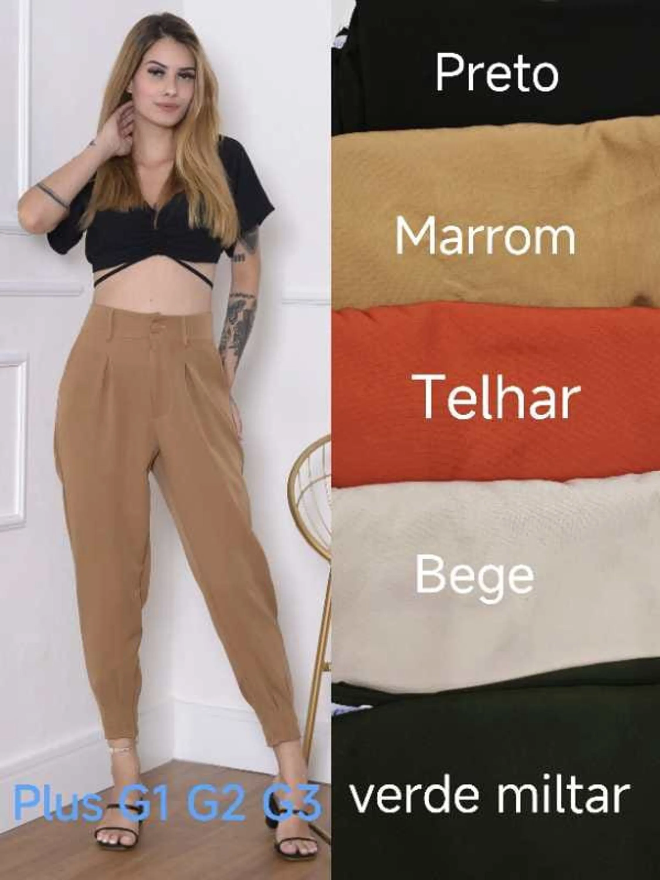 Calça cenoura plus size